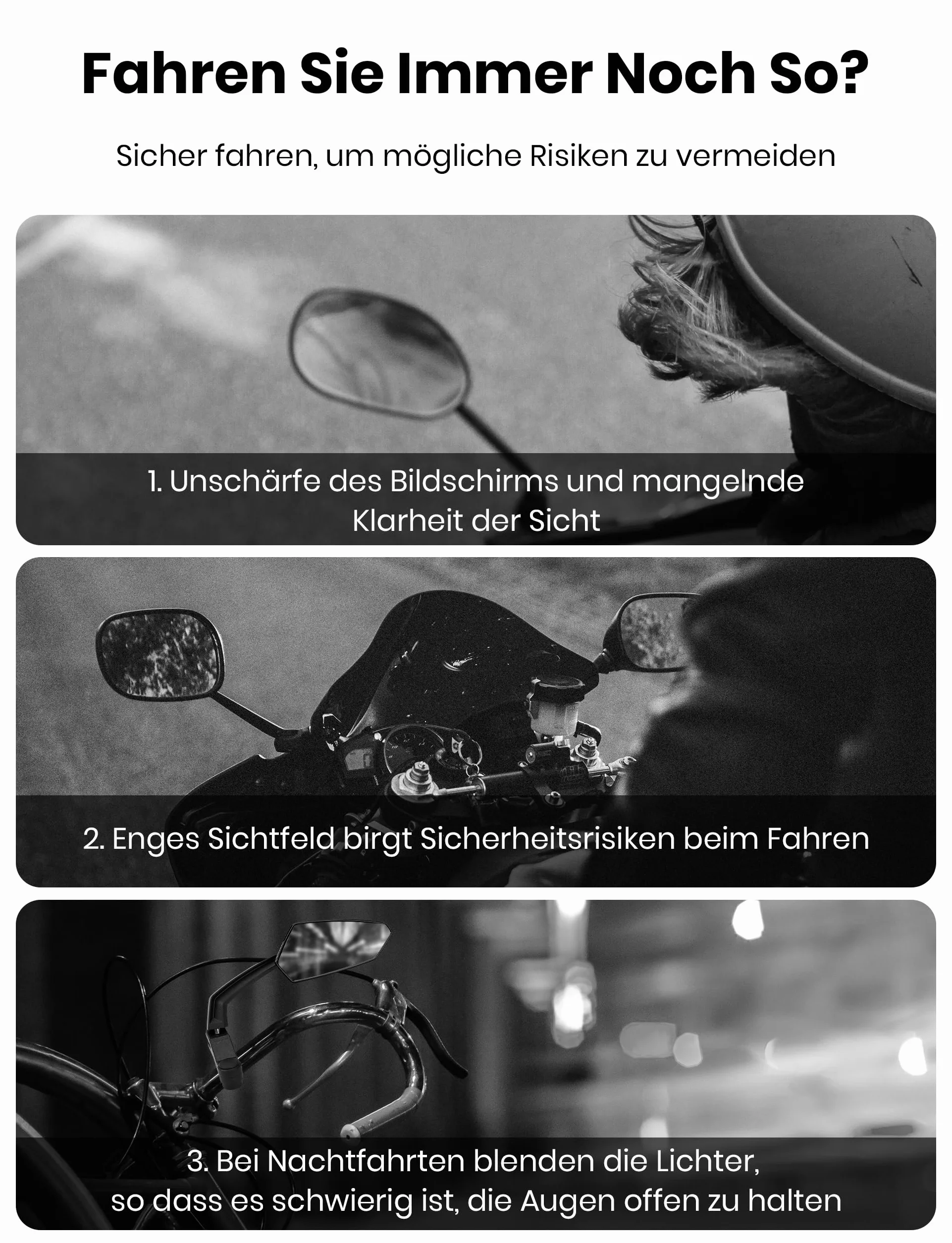 COICER Lusterko rowerowe do e-roweru po prawej stronie, HD 360° obrotowe i składane, lusterko na kierownicę, lusterko rowerowe, akcesoria do e-roweru, dodatkowo duża powierzchnia lustra, odporne na
