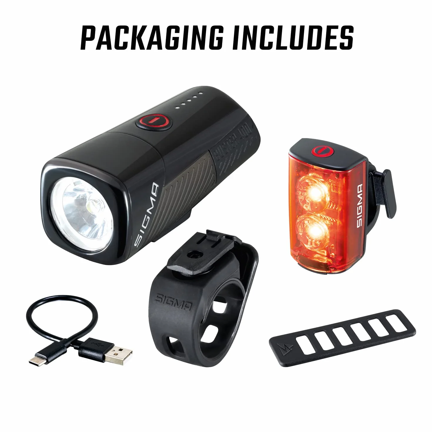 SIGMA Buster 400 RL 80 Set Przednie i tylne światło LED 400 lumenów 80 lumenów Zestaw oświetlenia rowerowego