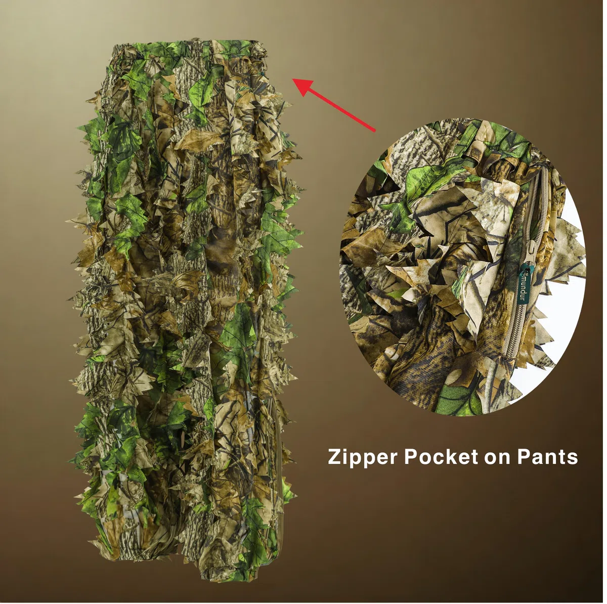 Camo kurtka myśliwska, kombinezon z liści