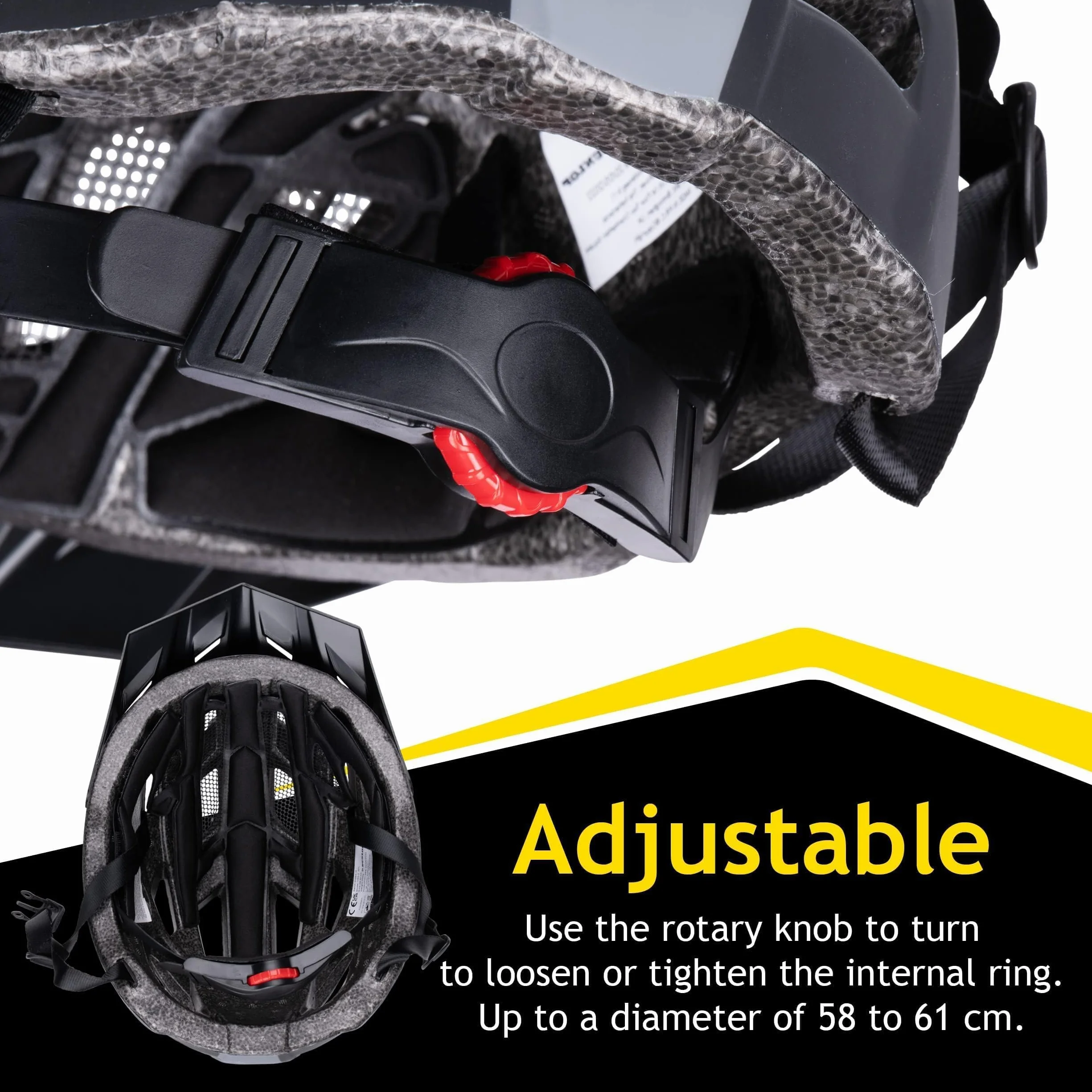 Kask rowerowy Dunlop regulowany 58-61 cm LED czarny