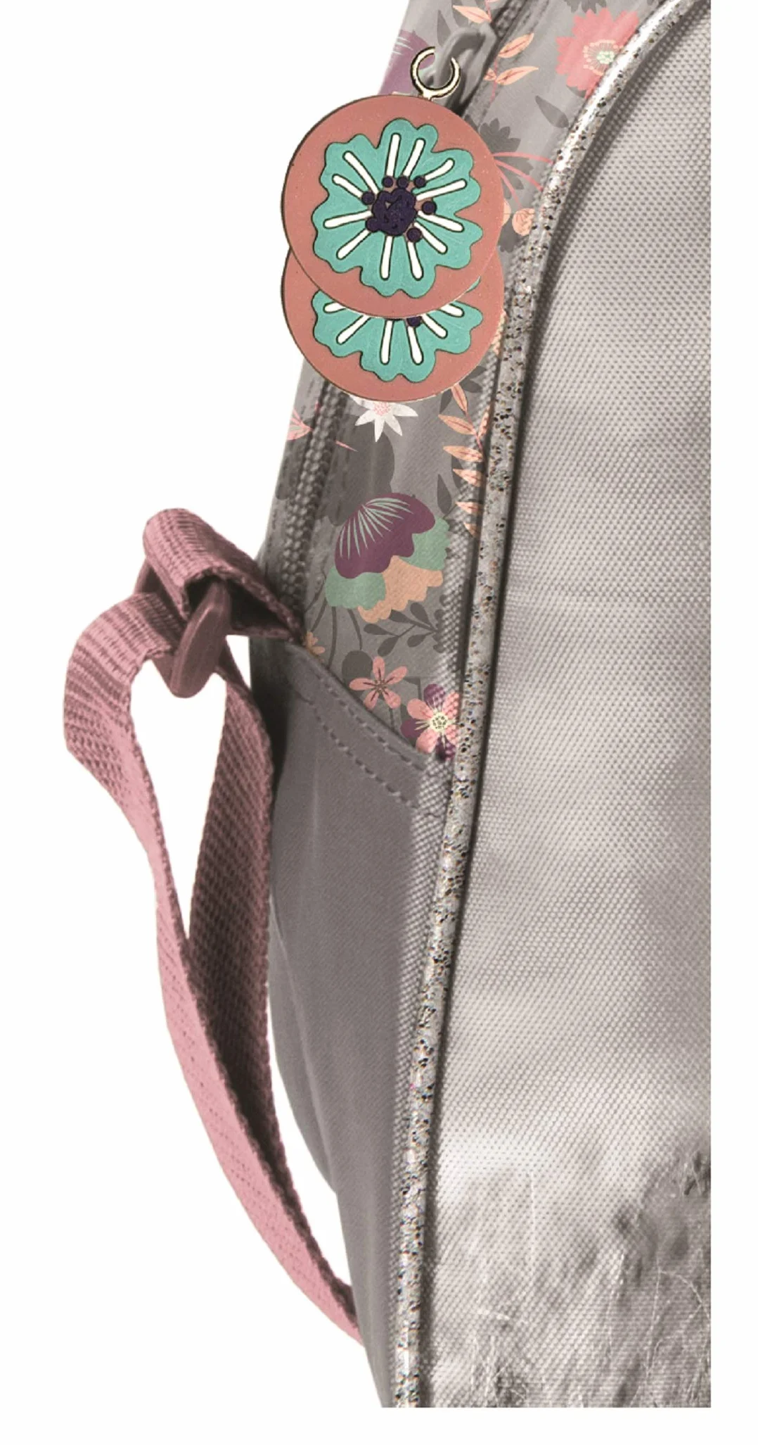 KO20 torba sportowa/podróżna, dla dziewcząt, konie, 40 x 25 x 13 cm, różowo-szara