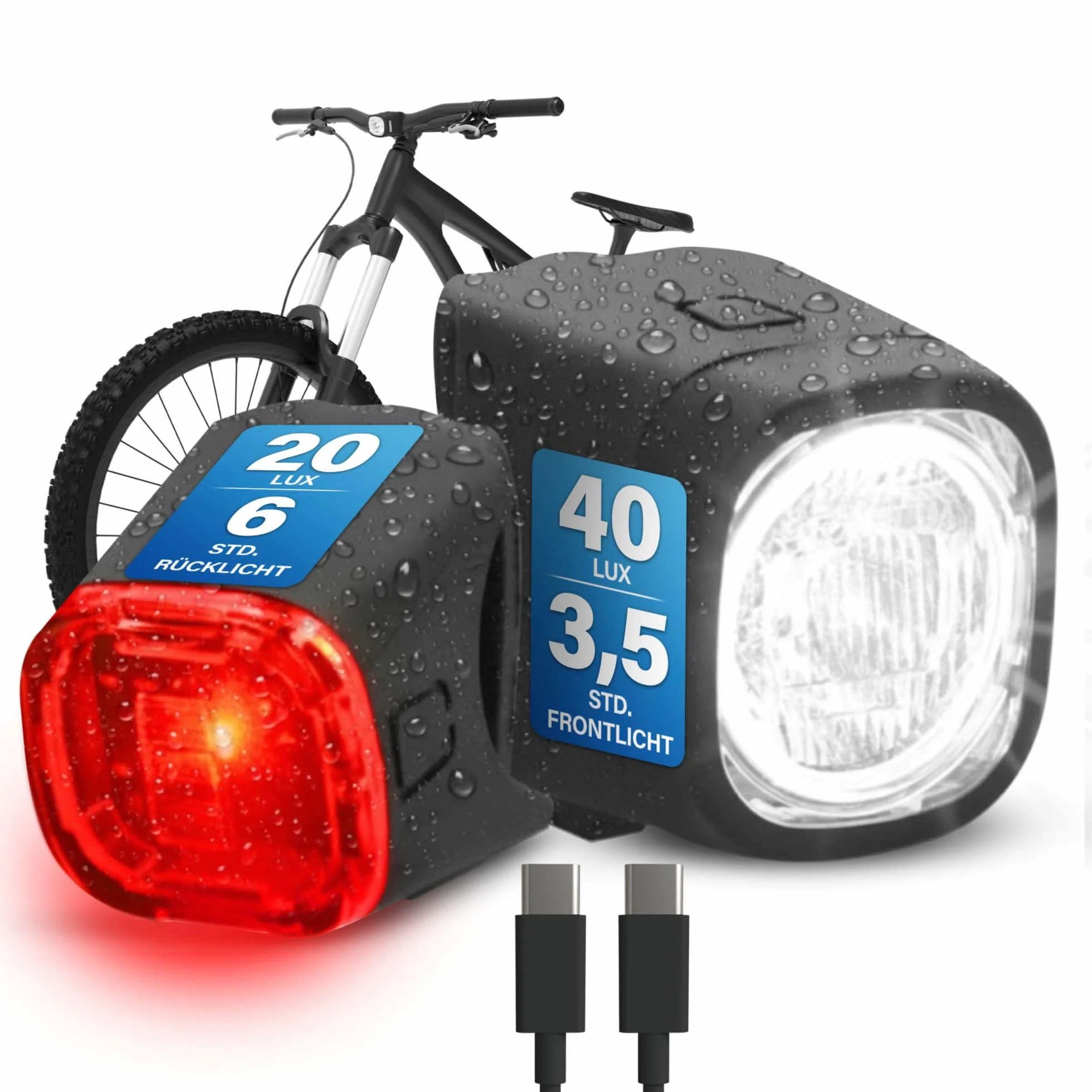 Fischer Zestaw oświetlenia rowerowego Square 40/20 lx IP44