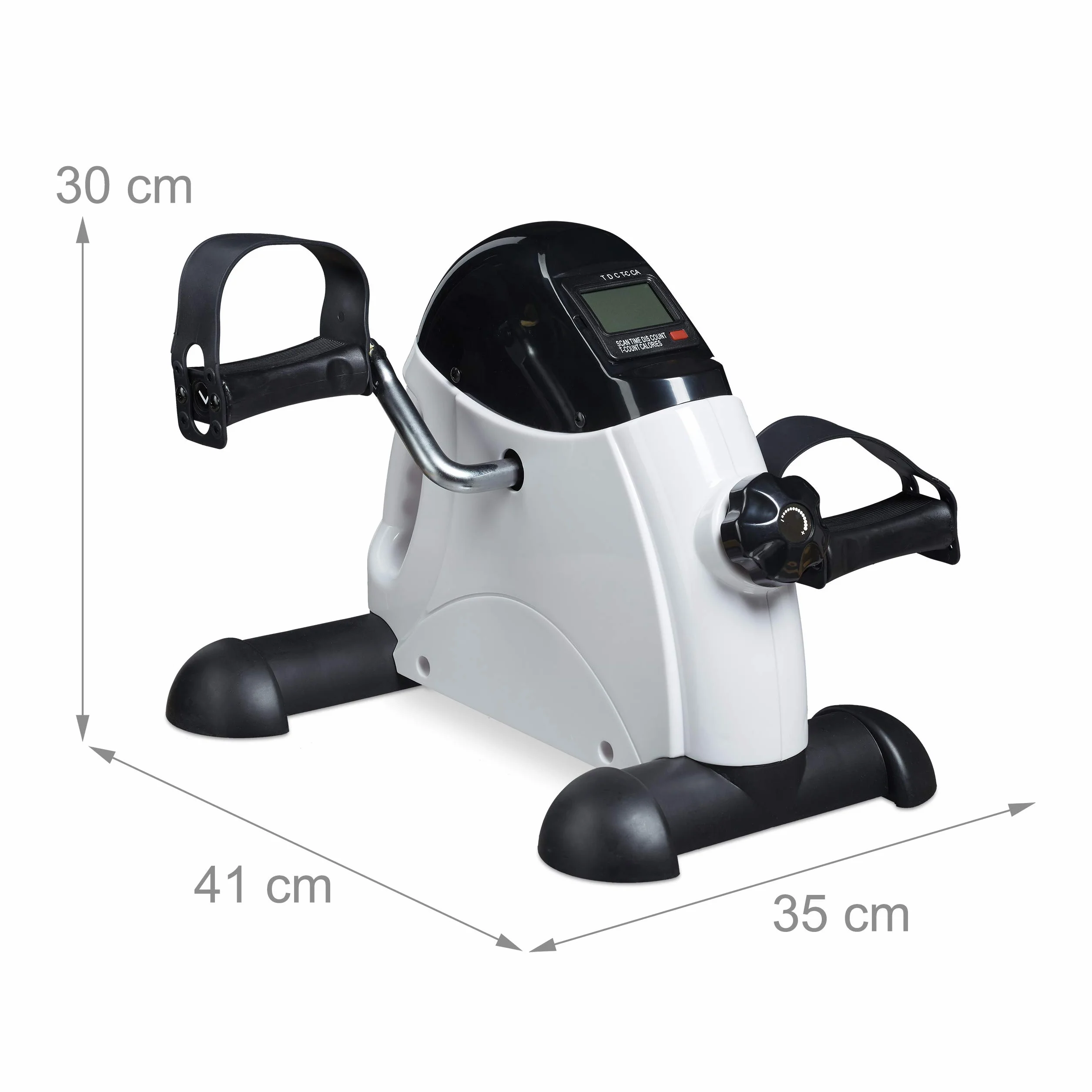 Relaxdays Rower Treningowy dla Dorosłych Mini Trener Pedałów HBT 30x Czarny Biały 30x35x41 cm