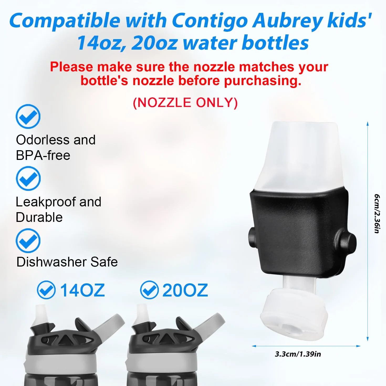 PEUTIER 6 zapasowych dysz do Contigo Aubrey, silikonowe części zamienne dla dzieci, do Contigo 14 oz/20 oz (tylko wylewka)