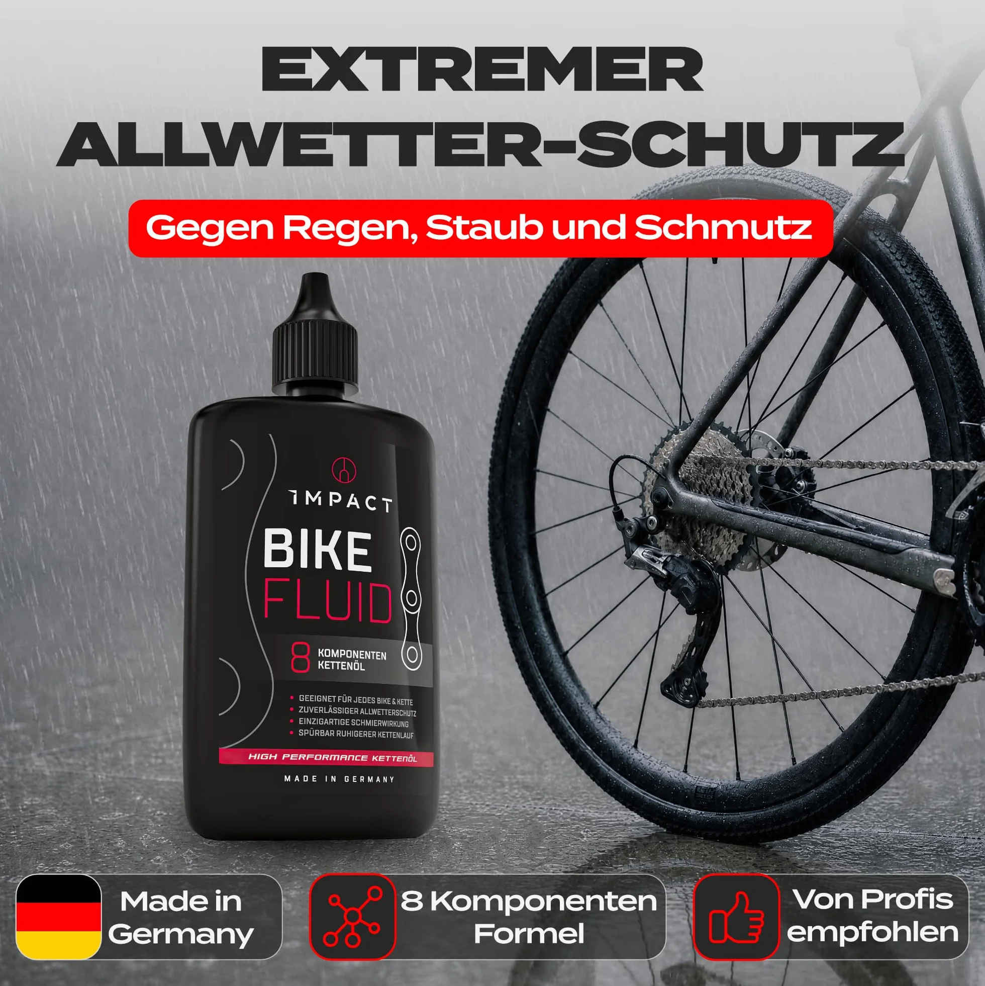 IMPACT® zimowy olej łańcuchowy do roweru, 120 ml, jedyny w swoim rodzaju 8-komponentowy olej do łańcuchów rowerowych do Twojego roweru, niezawodna ochrona przed warunkami atmosferycznymi, do rowerów