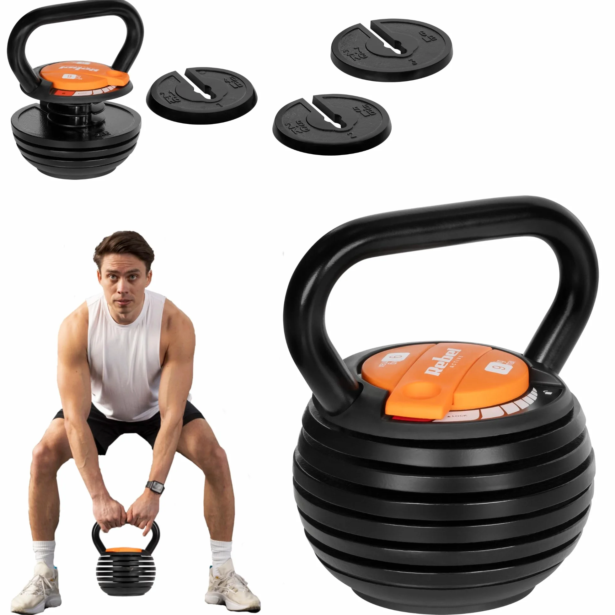 Rebel Kettlebell Żeliwny Automatyczny Regulowany 9 kg RBA-2324-9