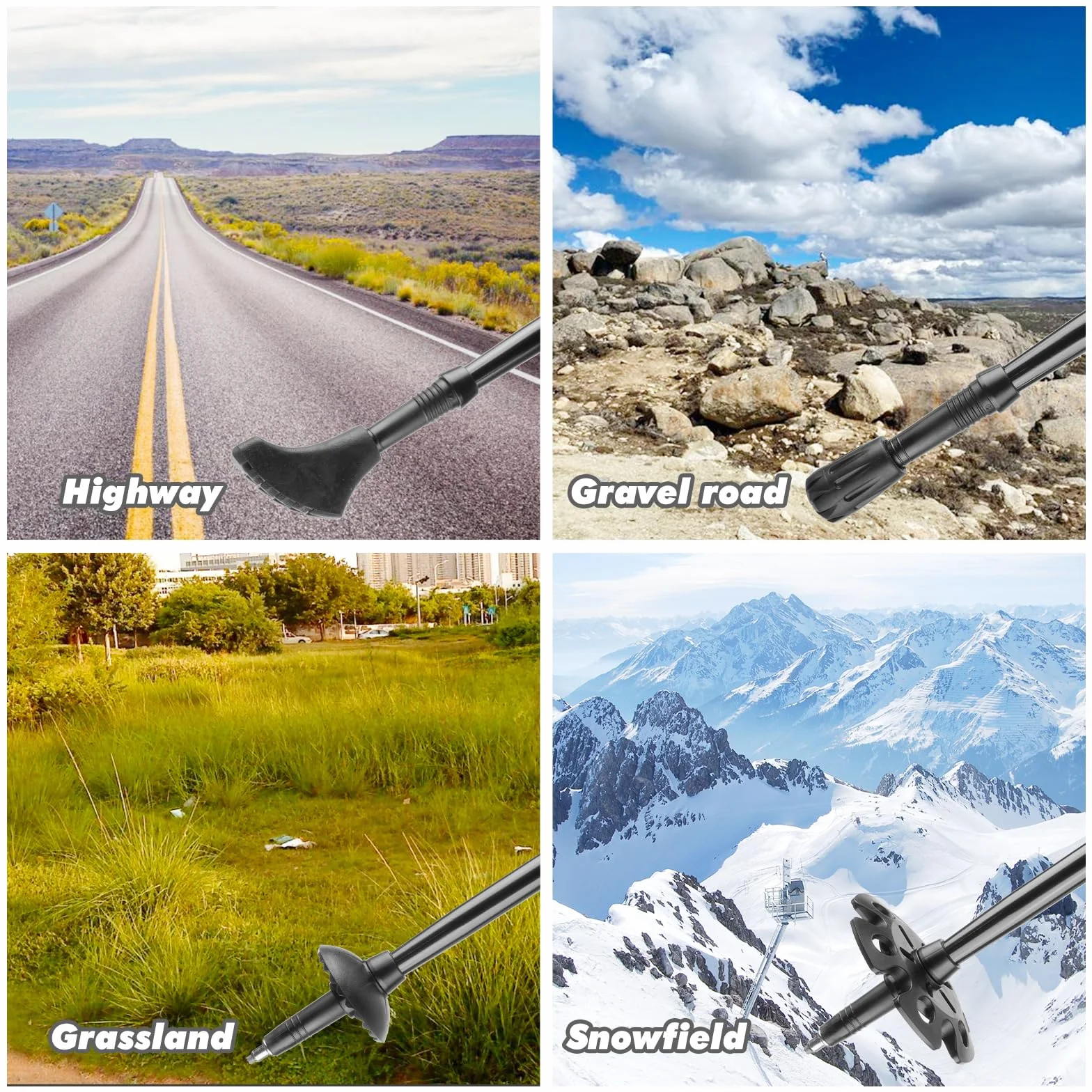 Kije do chodzenia, składane, 105-125 cm, damskie kijki do Nordic Walking, aluminiowe kijki trekkingowe, z 4 parami gumowych zderzaków, do trekkingu i wędrówek
