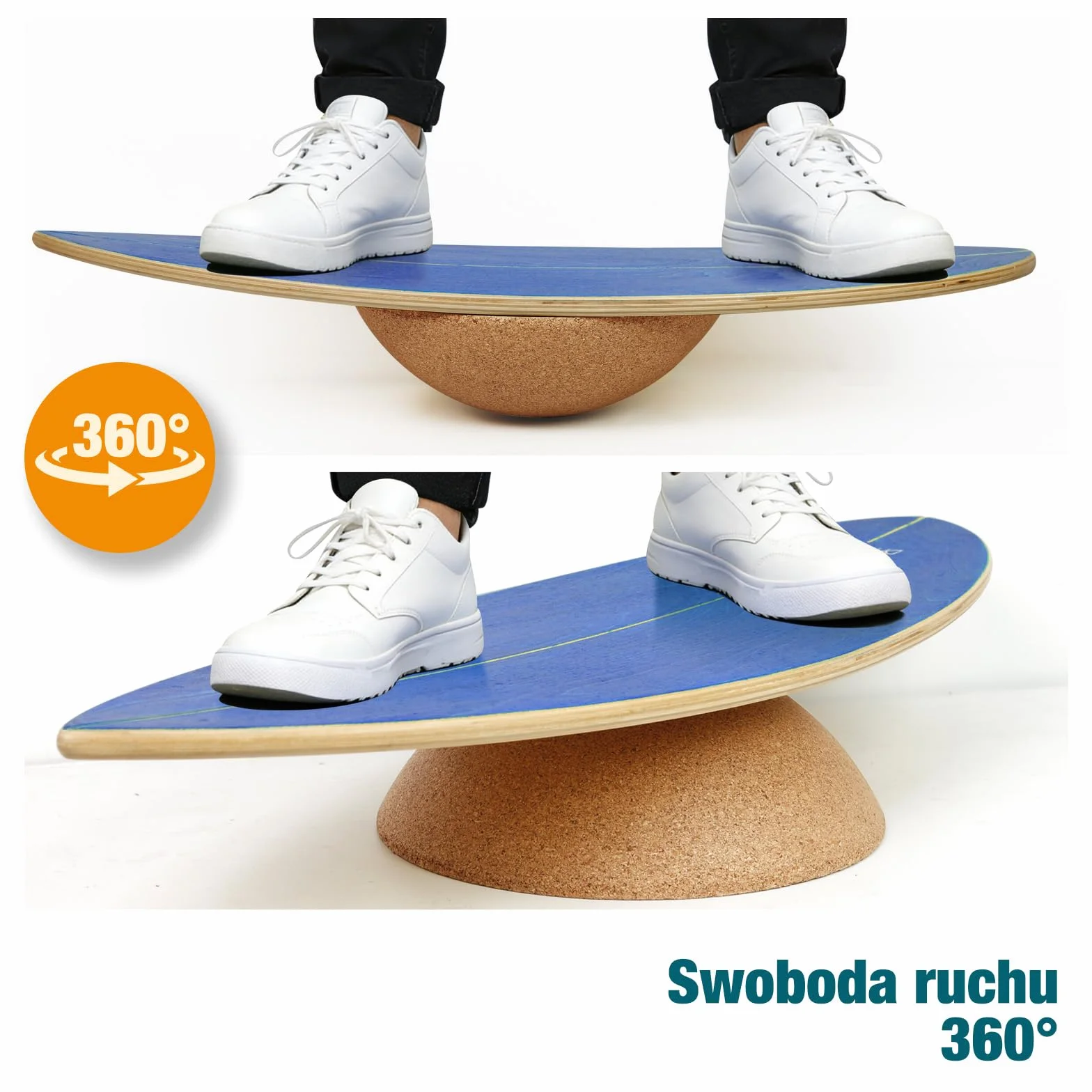 DH FitLife Półkula Korkowa do Deski do Balansowania dla Dorosłych | 30 x 10 cm | 360° Half Balance Ball | Pasuje do Wszystkich Desek do Surfowania | 100% Naturalny Korek i Antypoślizgowa