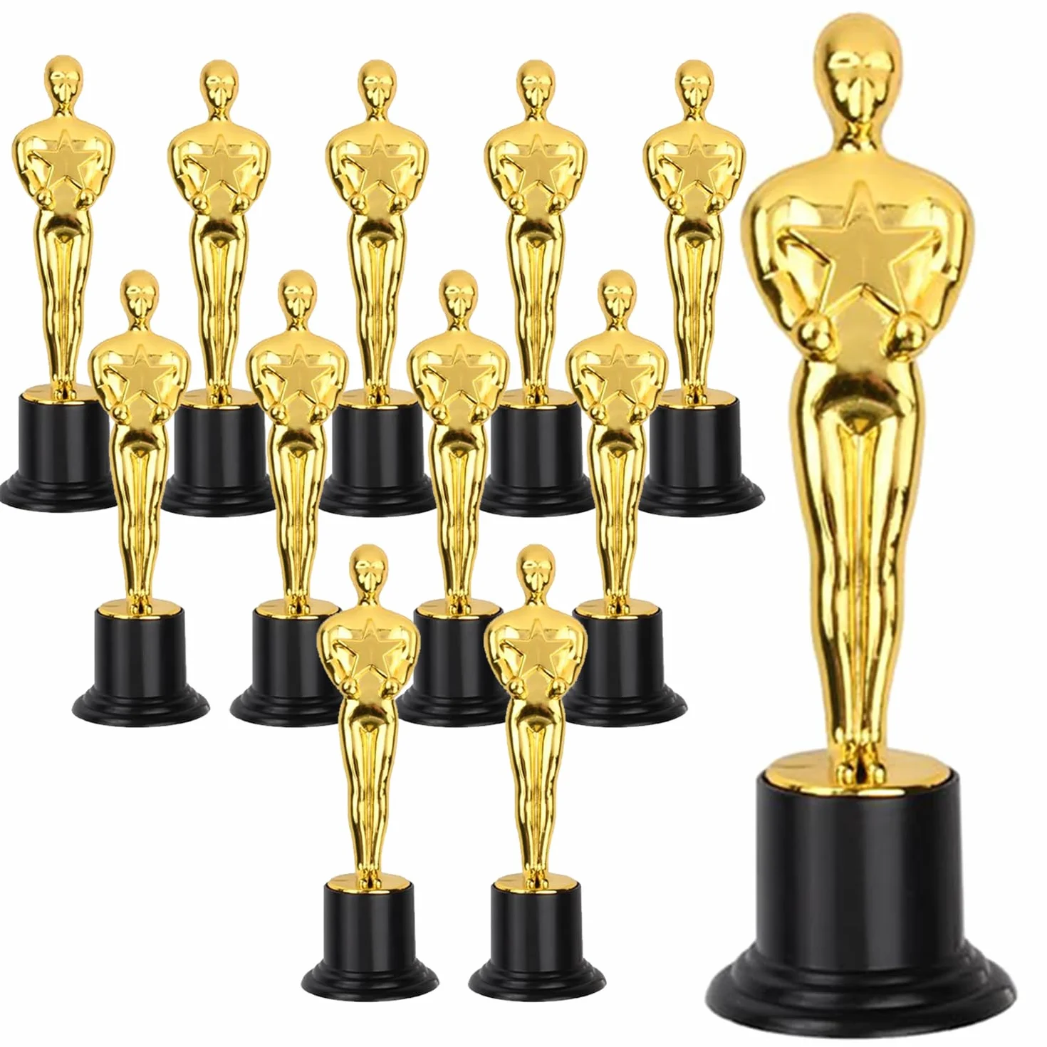 12 Złotych Trofeów Statuetki, Kawałki Trofeów Dla Dzieci, Mini Plastikowe Złoto Trofea, Plastikowe Trofea Piłka Nożna Dla Dzieci Sport, Piłka Nożna, Uroczystości, Imprezy, Nagrody Szkolne
