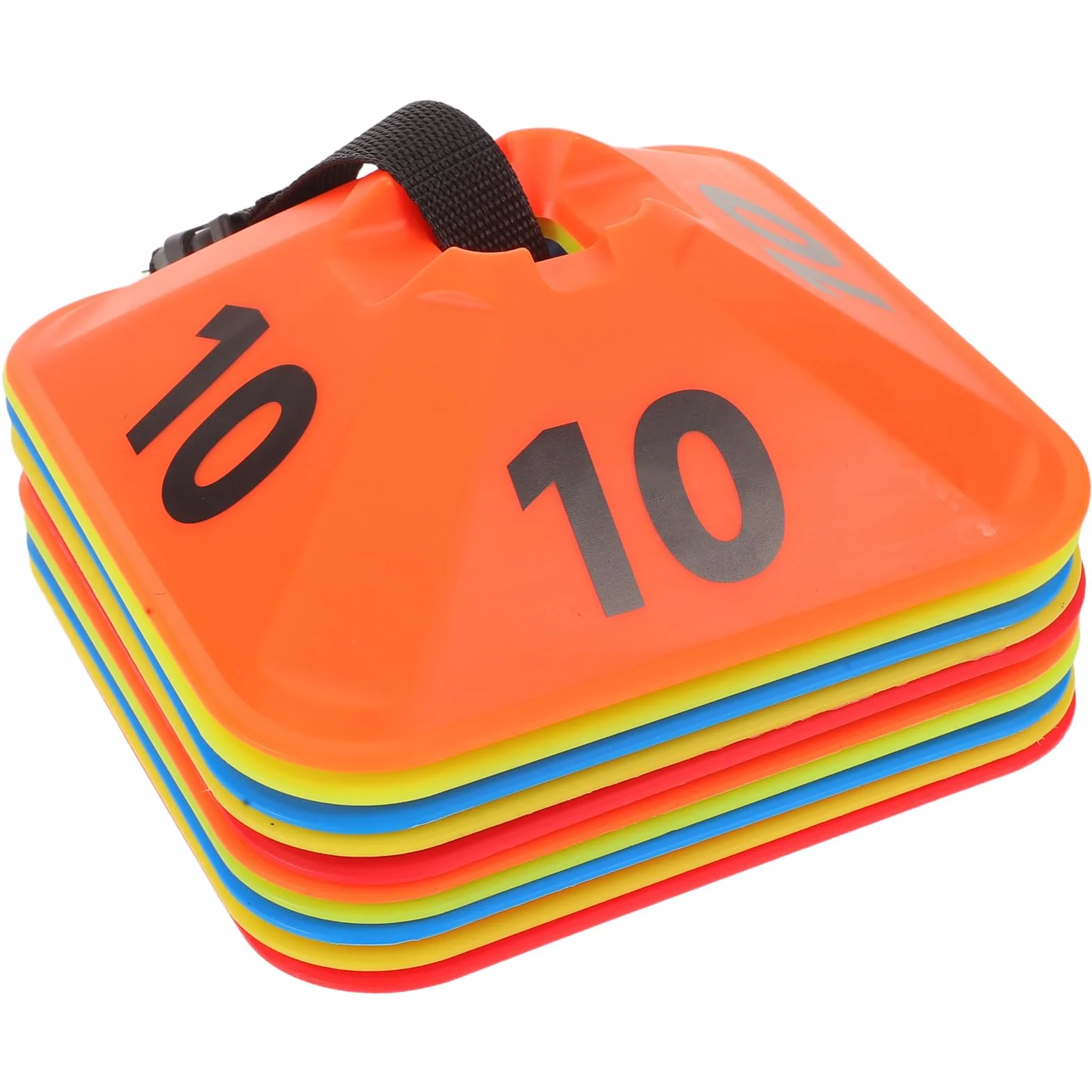 ifundom 10 szt. kwadratowych pachołków sportowych z numerami 1-10, antypoślizgowych, numerowanych znaczników treningowych do ćwiczeń zwinności w piłce nożnej, koszykówce i współpracy zespołowej