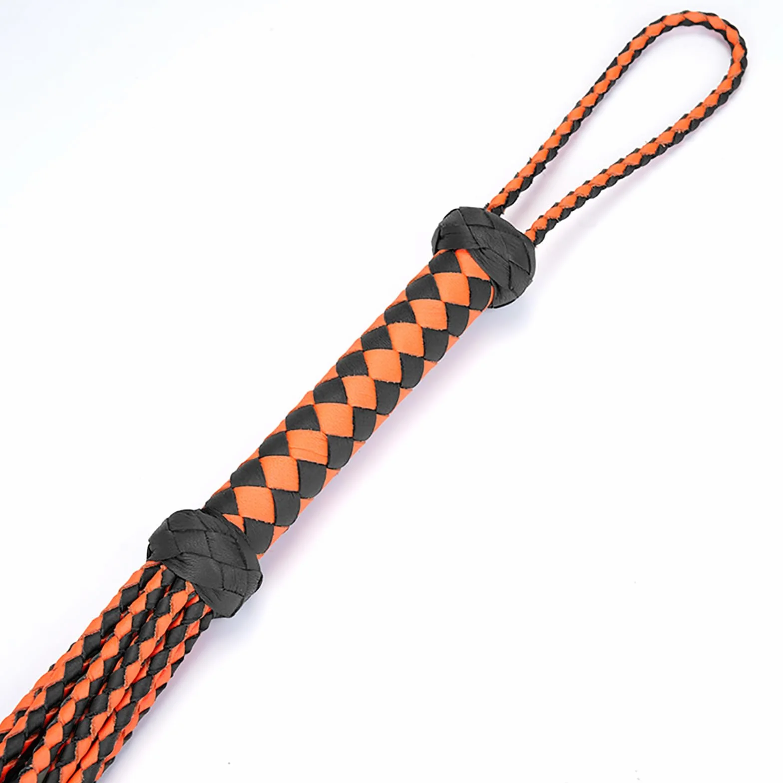 Skórzany bicz Cat-O'-Nine-Tails Whip, uchwyt 23 cm, ogon 59 cm, ręcznie robiony, czarny