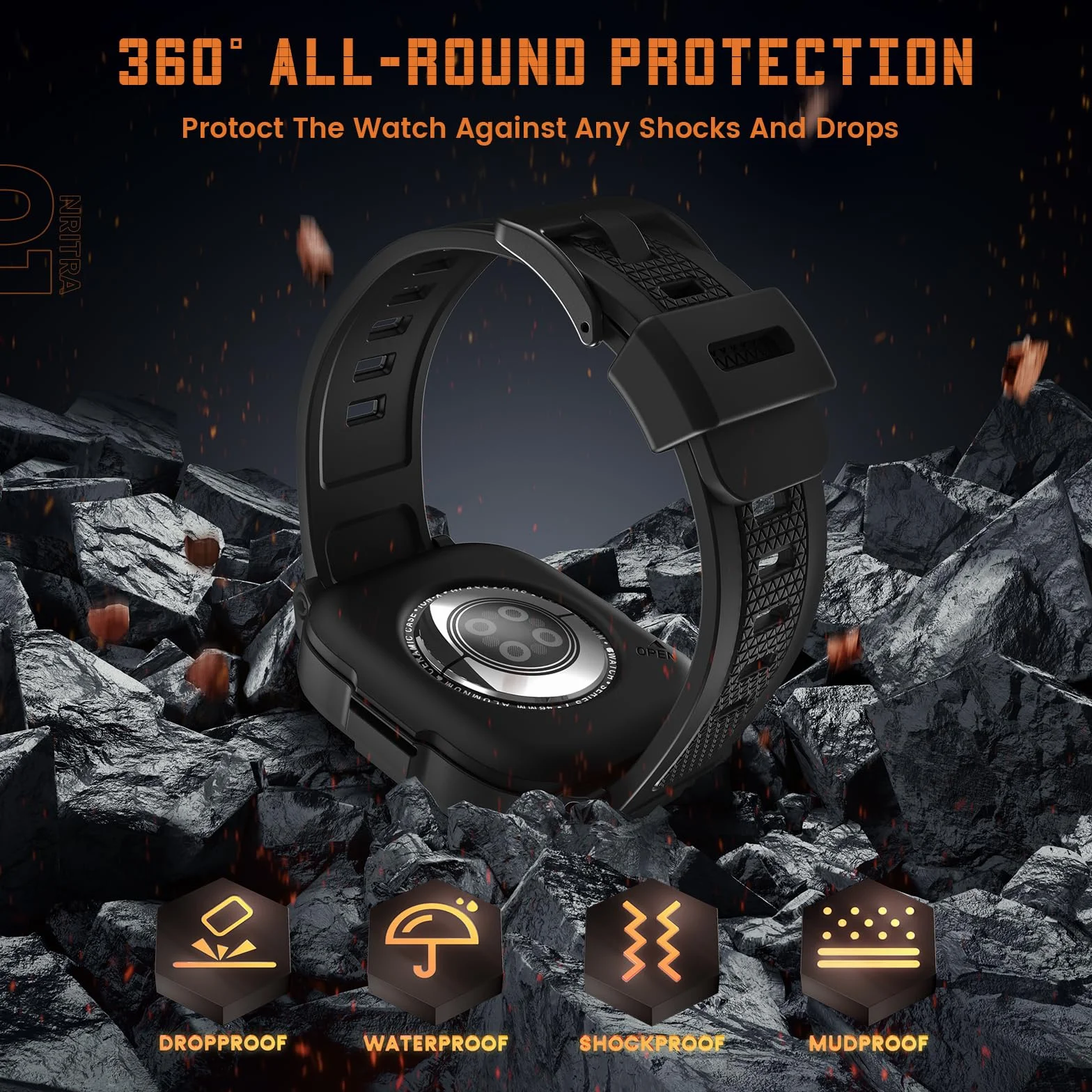 Neitra Wodoodporne etui 3 w 1 360° do zegarka Apple Watch Series 10, ochraniacz ekranu z paskiem, zapasowy pasek do zegarka sportowego, wytrzymałe ochronne etui ochronne do iWatch
