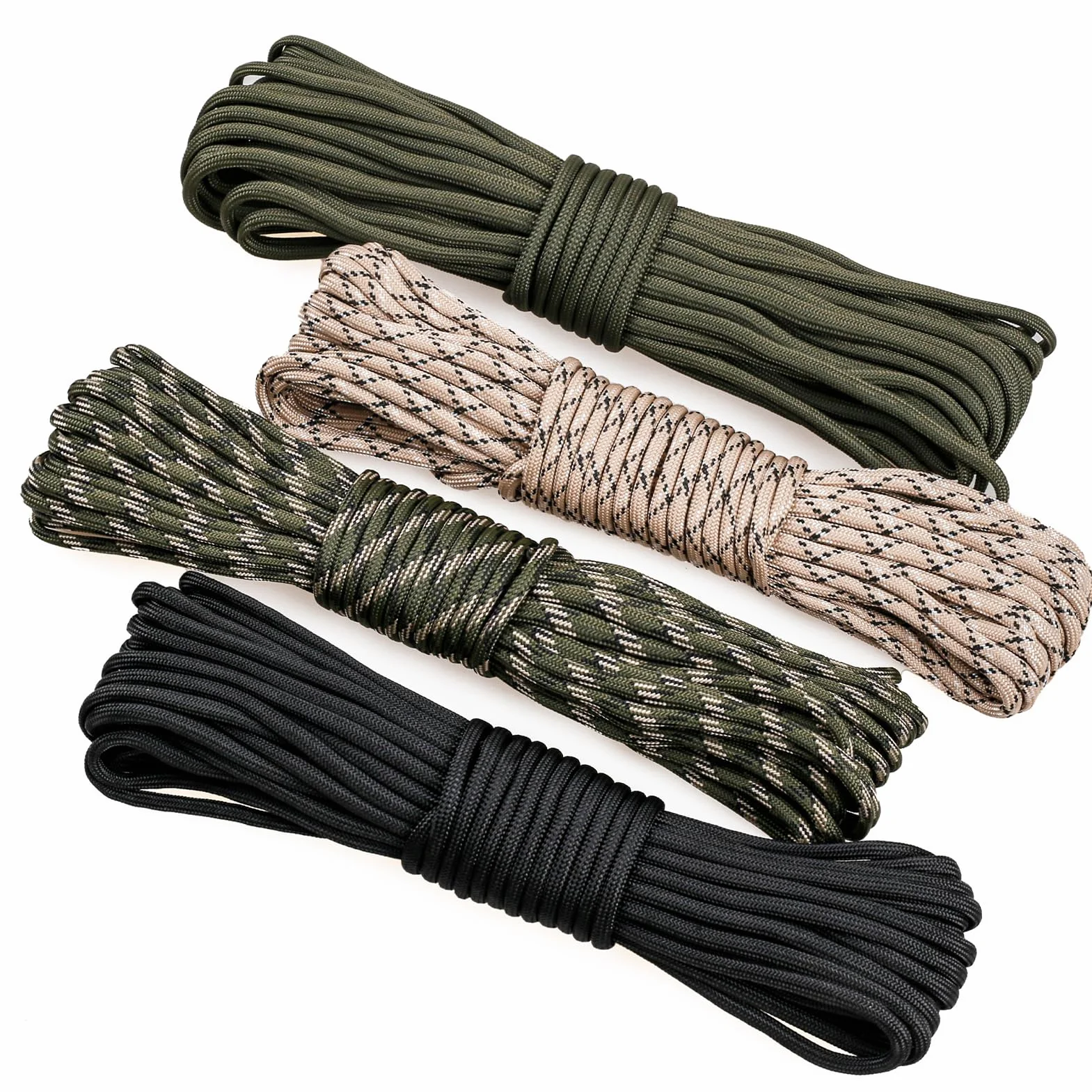 VABNEER Paracord 4 mm, 9 rdzeni, 48 m, zestaw Paracord, 4 rolki typu III, nylonowe sznurki do 295 kg, do bransoletek, breloczków, obroży dla psów, survival, długość całkowita 35 m