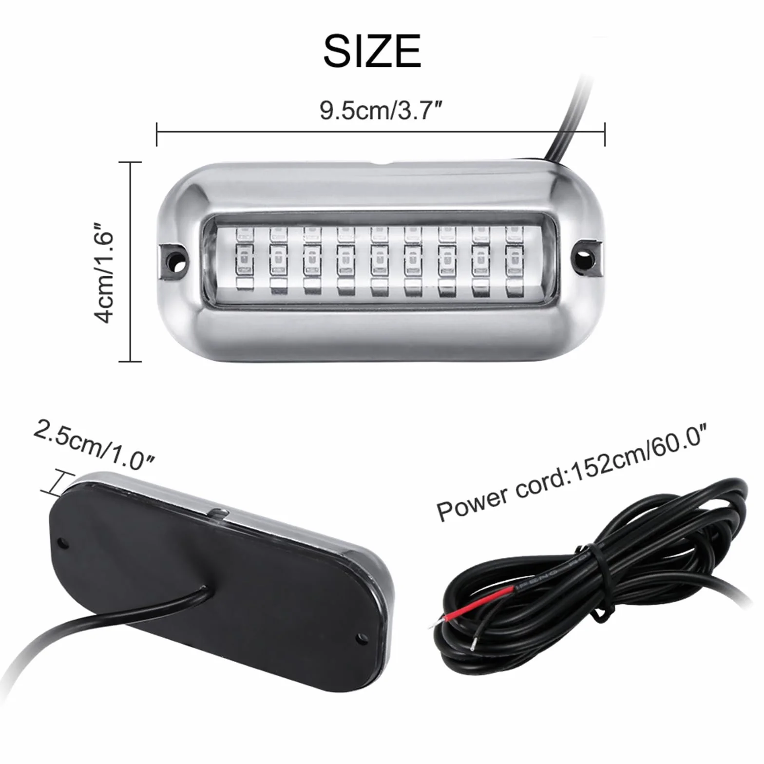 2 x 27 diod LED, podwodne światło łodzi, 12 V-30 V, tylne światło ryb, sygnalizacja, do łodzi, na pokład, kajak, jacht, morski, ponton