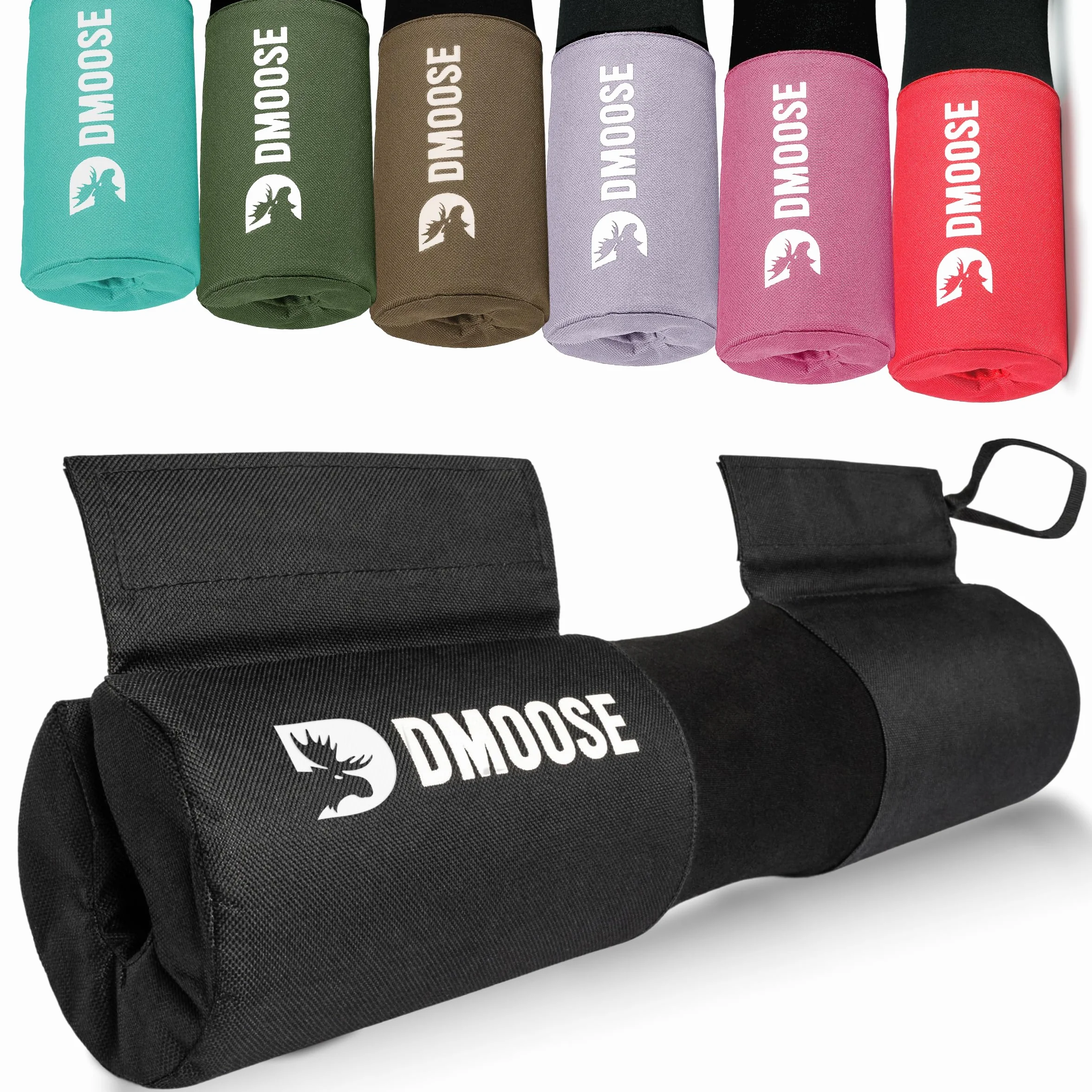 DMoose Fitness Podkładka pod sztangę, do przysiadów i rzuceń, odciąża szyję, ramiona i dolną część pleców, antypoślizgowa podkładka do przysiadów z pianki EVA z paskami bezpieczeństwa, podkładka