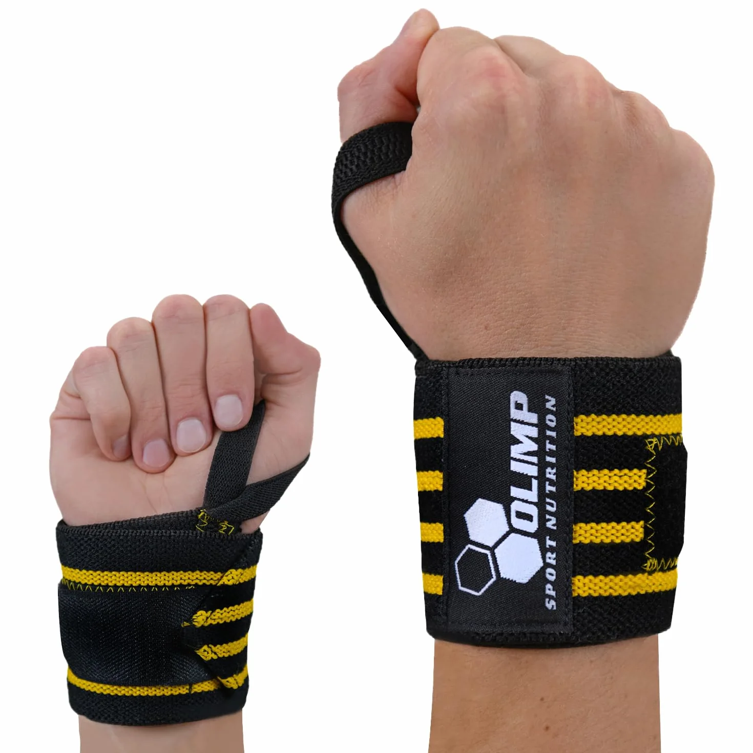 Olimp Stabilizatory nadgarstków - Wsparcie nadgarstka dla kobiet i mężczyzn - Sport Fitness Crossfit - Profi Wrist Wraps Yellow