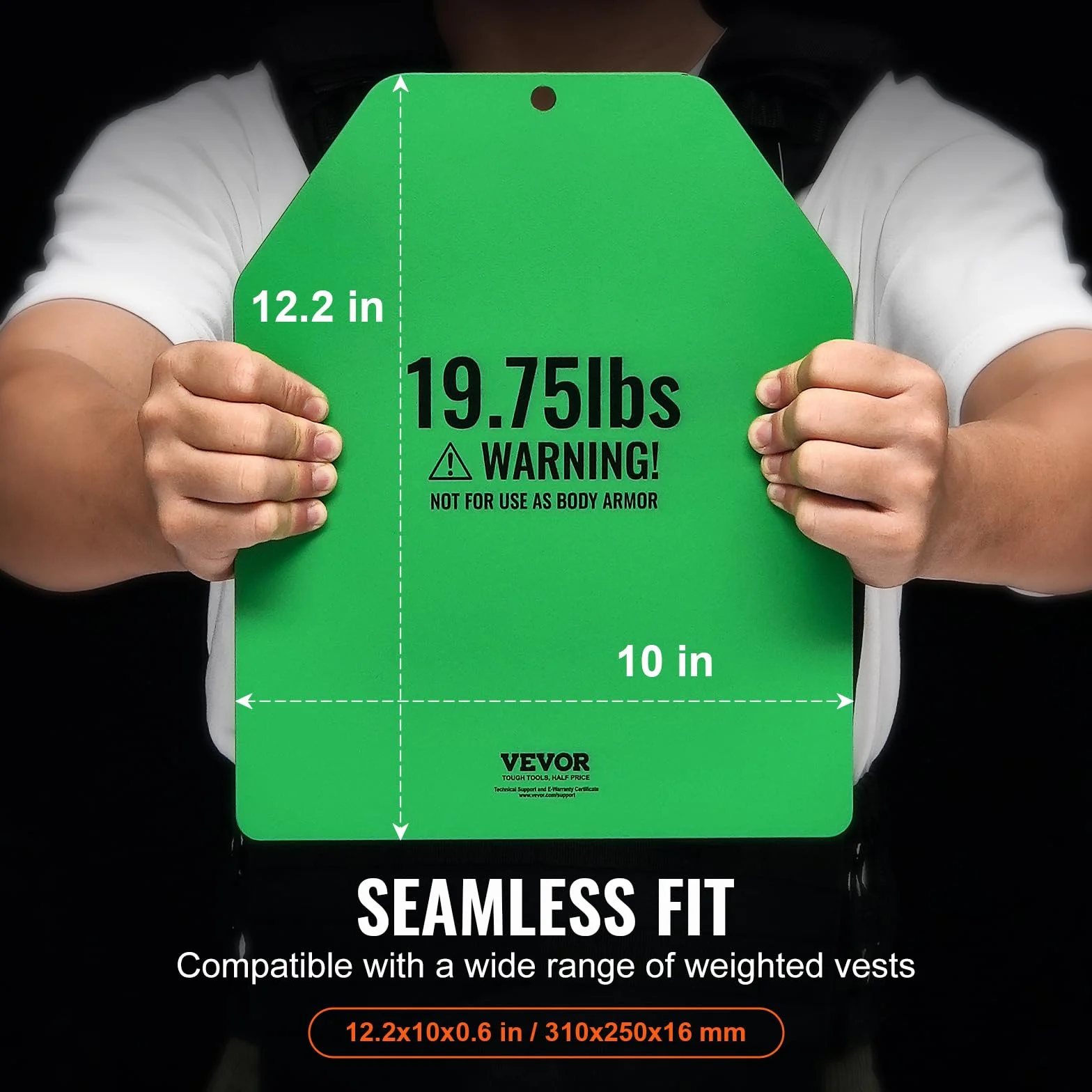 VEVOR Zavorrowane płyty kamizelkowe, pary 8,95 kg, wysokiej jakości stalowe płyty z ostrymi krawędziami, ergonomiczny krój w kształcie WOD, dodatkowa waga dla zaawansowanych kamizelek, do treningu