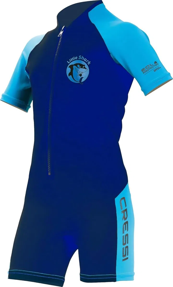 Cressi Unisex-Youth Little Shark Shorty Wetsuit Pianka Z Neoprenu Dla Dzieci,Niebieski/Jasny Niebieski,13/14 Lat,Xdg002908