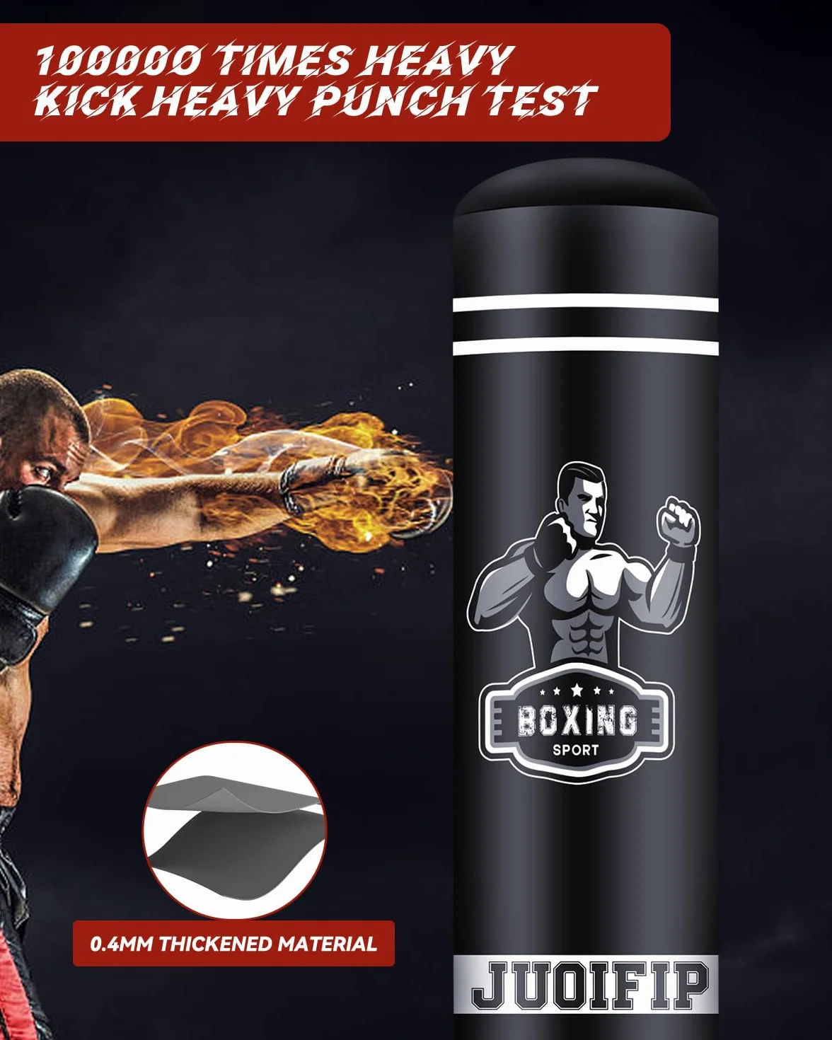 NZQXJXZ Worki bokserskie dla dorosłych - 180 cm, solidny, nadmuchiwany worek bokserski do kickboxingu, do treningu MMA, Muay Thai, fitness