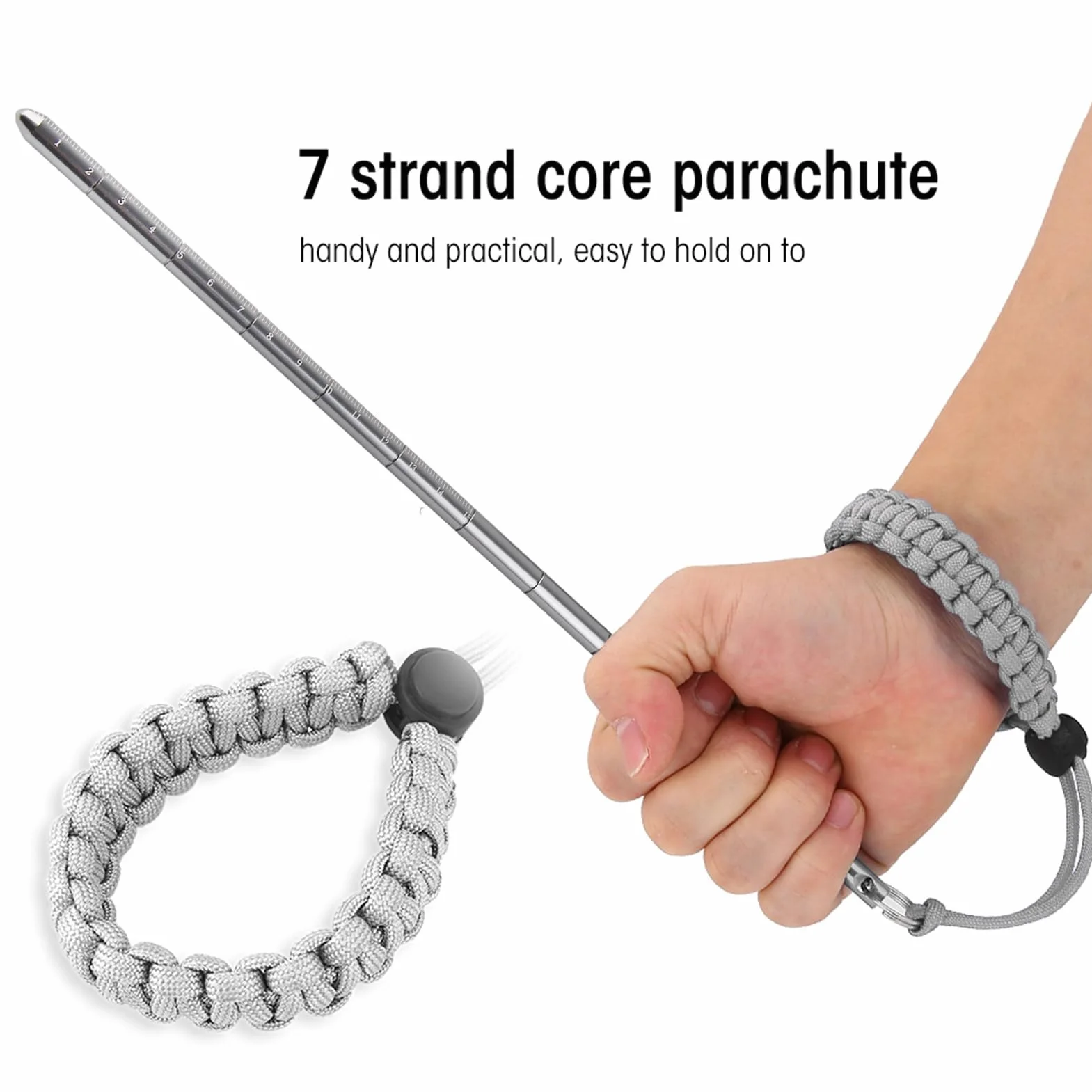 Alomejor Pointer Stick Rod Pointer Stick ze stopu aluminium Scuba Diving Noise Maker Stick Rod Pointer z regulowanym paskiem na nadgarstek (kolor szary)