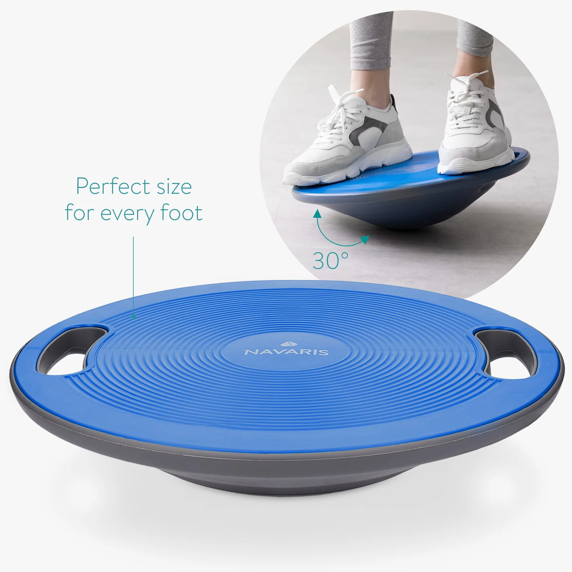 Navaris Deska do balansowania z uchwytem – terapia żyroskopowa deska do ćwiczeń – fitness rehabilitacja równowagi siłowej – deska sportowa o średnicy 40 cm – deska kołyskowa do terapii