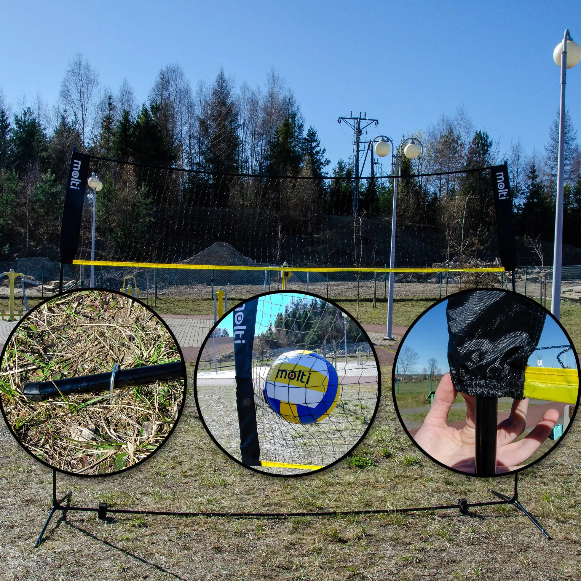 molti Siatka do badmintona, siatkówki, tenisowa, przenośna, z regulacją wysokości, przenośna siatka sportowa 3 w 1, zestaw do tenisa, siatkówki plażowej, ogrodu, parku, wewnątrz i na zewnątrz