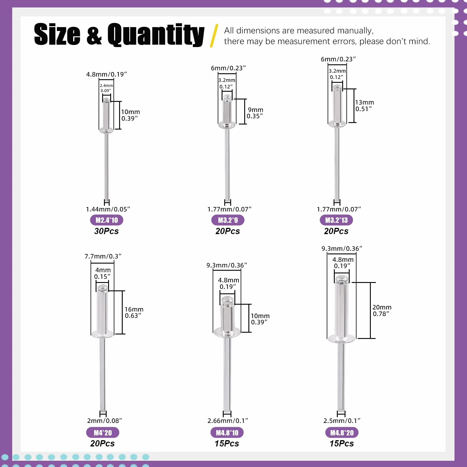 Swpeet 121 szt. zestaw ręcznego pistoletu do nitów z aluminiowym pistoletem, 3/32"-3/16", M2.4-4.8, 4 wymienne głowice, 4 wiertła