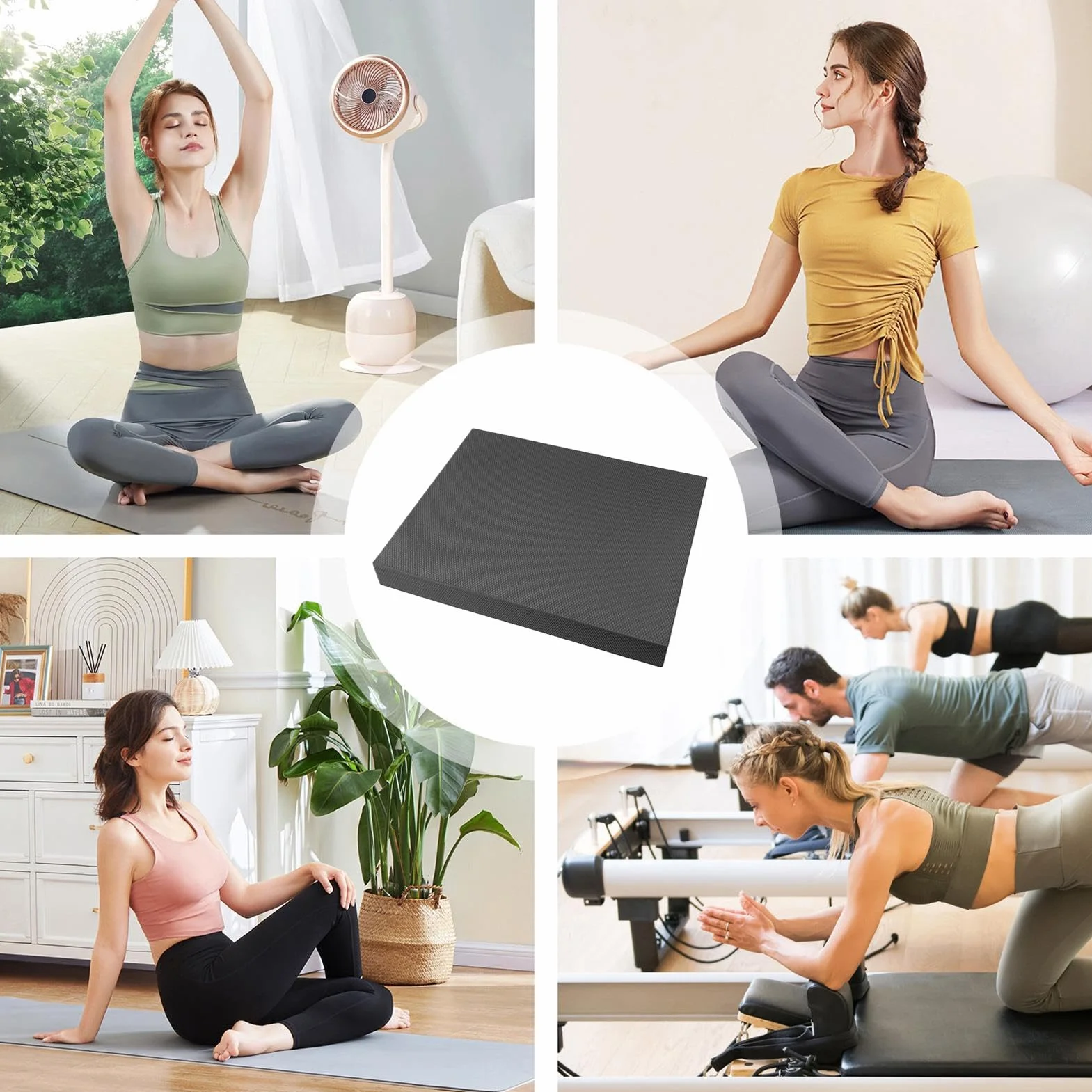 Balance Foam Pad Large Stability Cushioned Mat Non-Slip Exercise Trainer 15.74 inches Soft Knee Support Cushion Workout Accessory for Fitness Yoga Home Gym