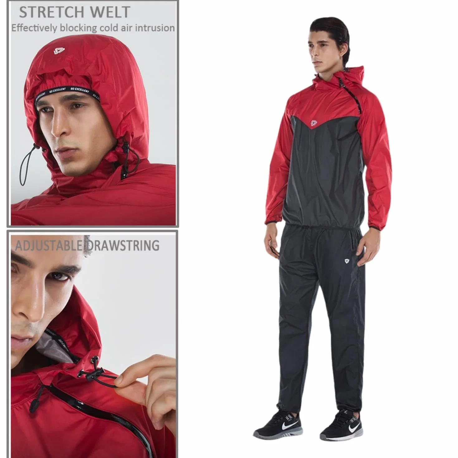 Sauna Jacket Sweat Hoodie for Men Weight Loss Sauna Suits Long Sleeve Shirt Workout Exercise Gym Boxing