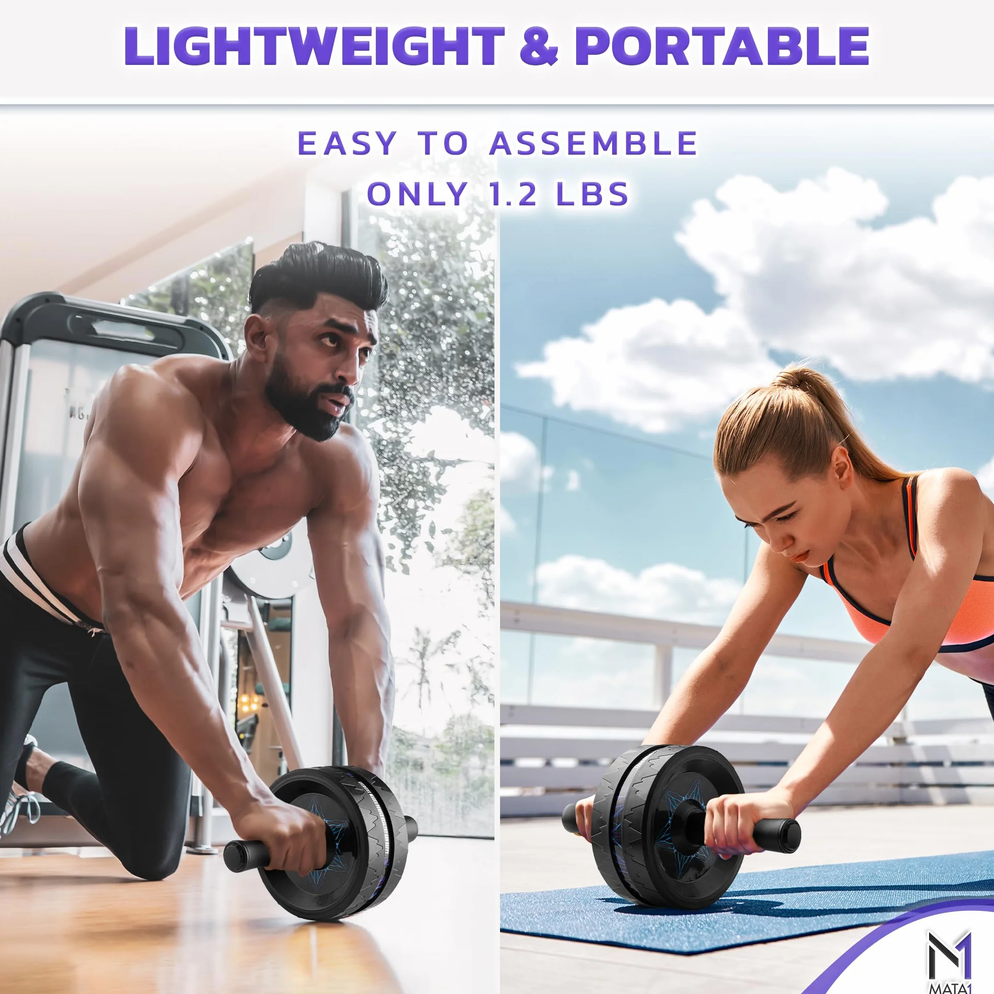 Ab Roller Wheel w/Knee Pad, Abs Workout Machine for Core & Abdominal Strength Training, Exercise Wheels
