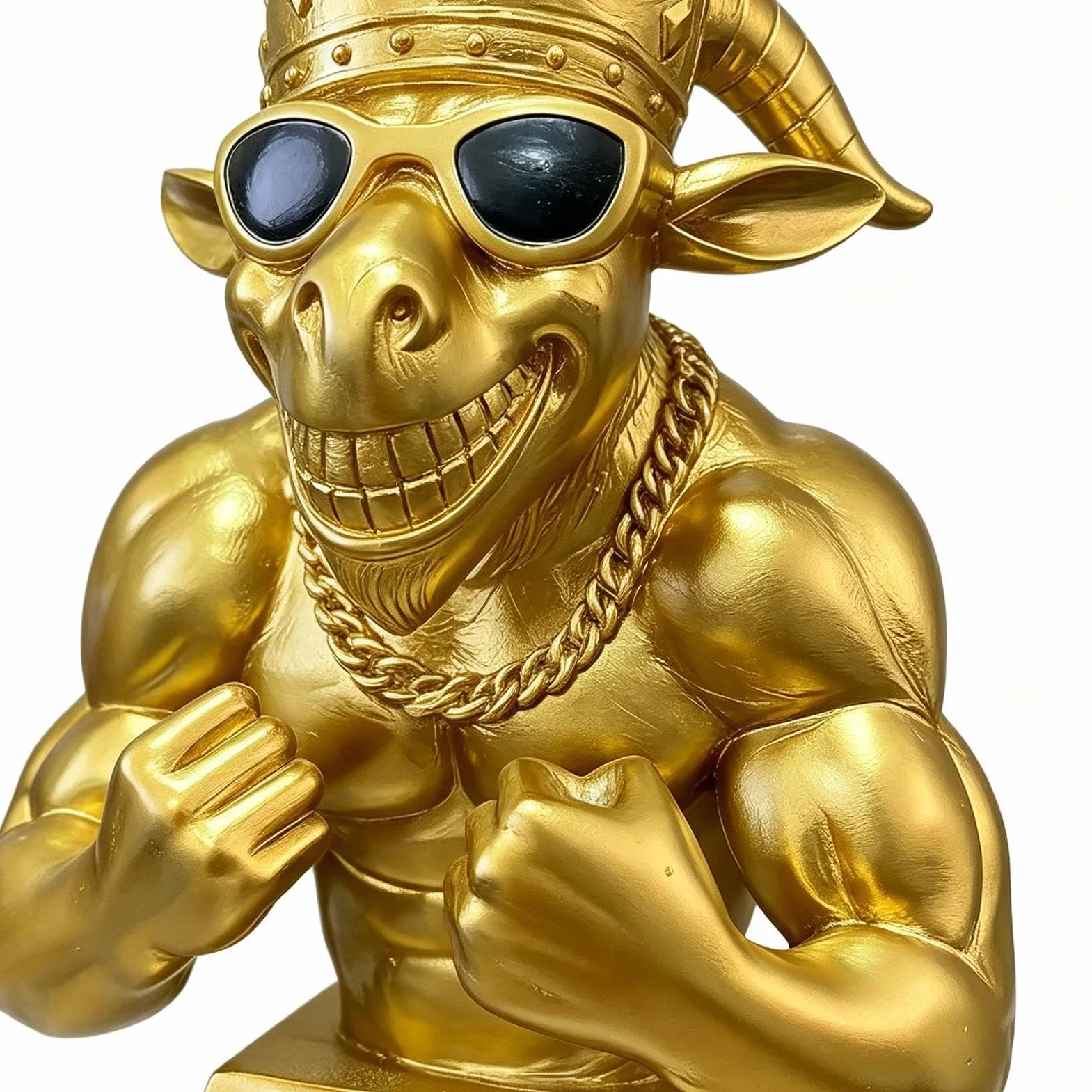 Muscle Goat Football Player humorystyczna figurka na biurko złota żywica rzeźba