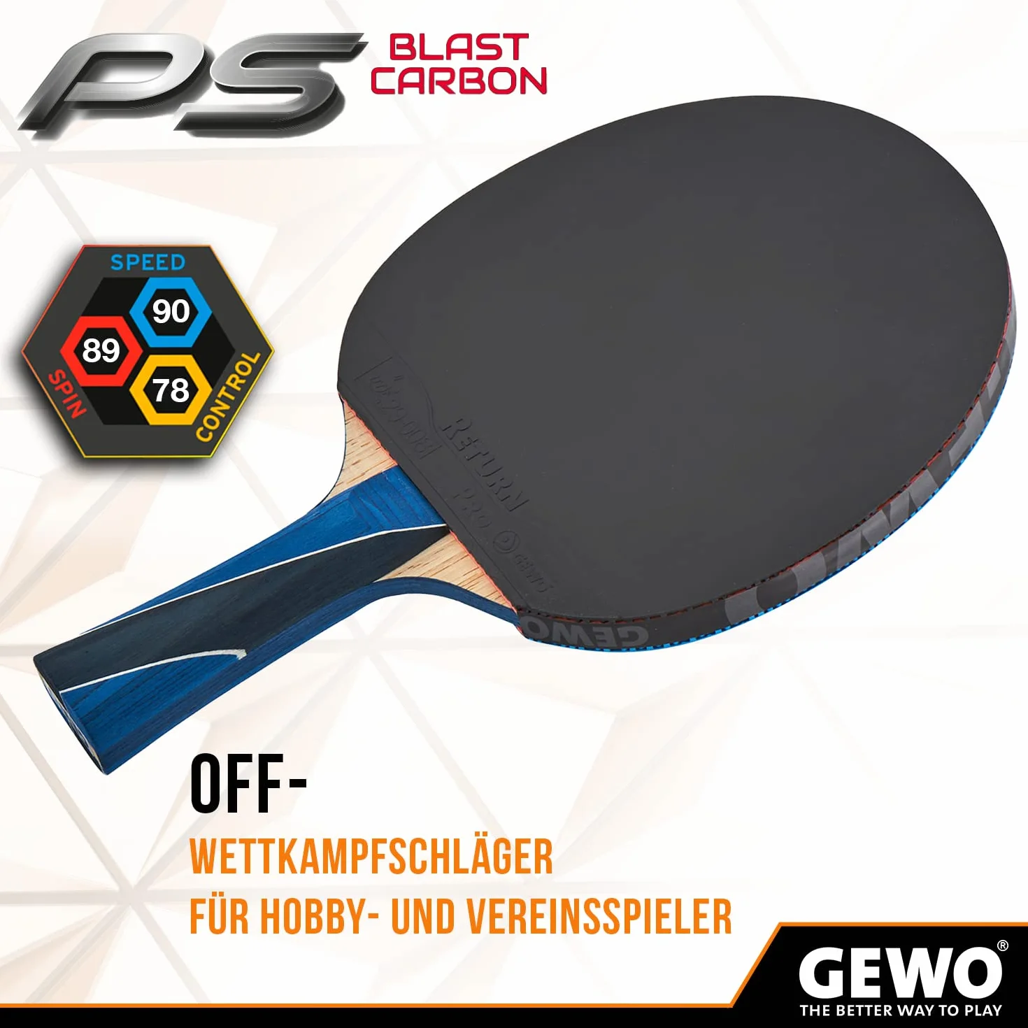 GEWO PS Blast Carbon rakieta do tenisa stołowego ITTF z powłoką Return Pro