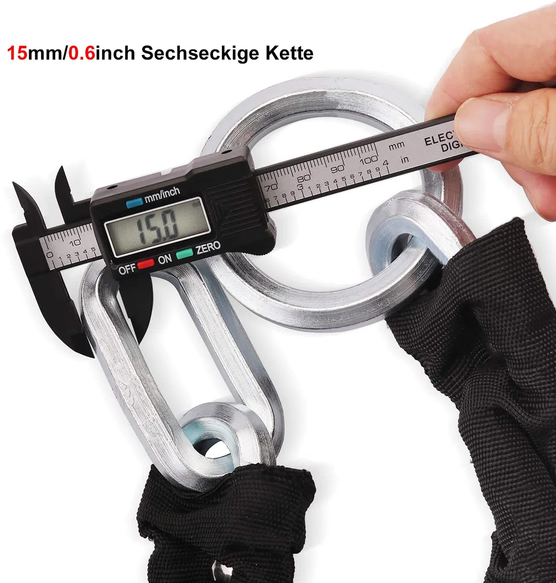 Abus Level 10 zapięcie rowerowe, zamek do motocykla, ciężki zamek rowerowy, długość 120 cm, 14 mm, do roweru, motocykla, skutera, roweru elektrycznego (łańcuch 120 cm z zamkiem U i 4 kluczykami)