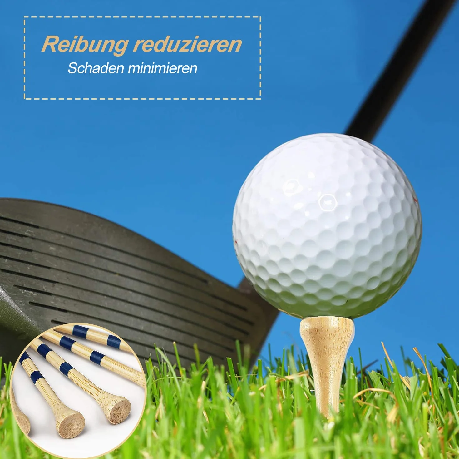 ACONDE Drewno Golf Tees, bambus, żółte
