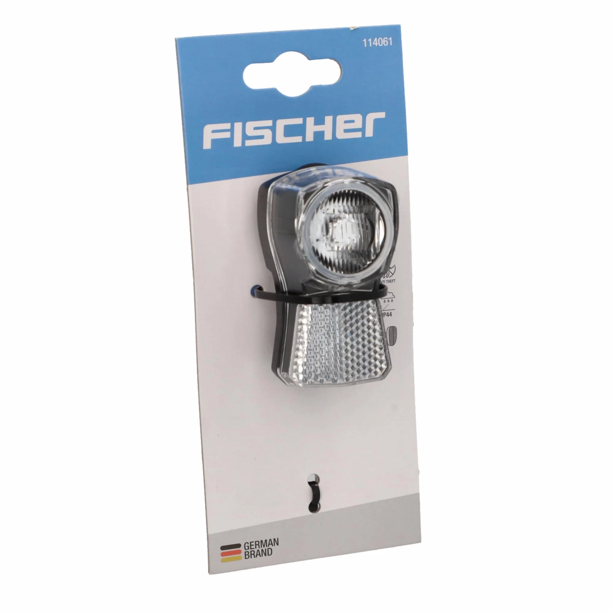 FISCHER Przednie światło rowerowe LED 45/20 lux, z akumulatorem i funkcją ładowania USB, wygląd dynamo, ochrona przed wodą rozbryzgową zgodnie z IP44, dopuszczone do ruchu drogowego