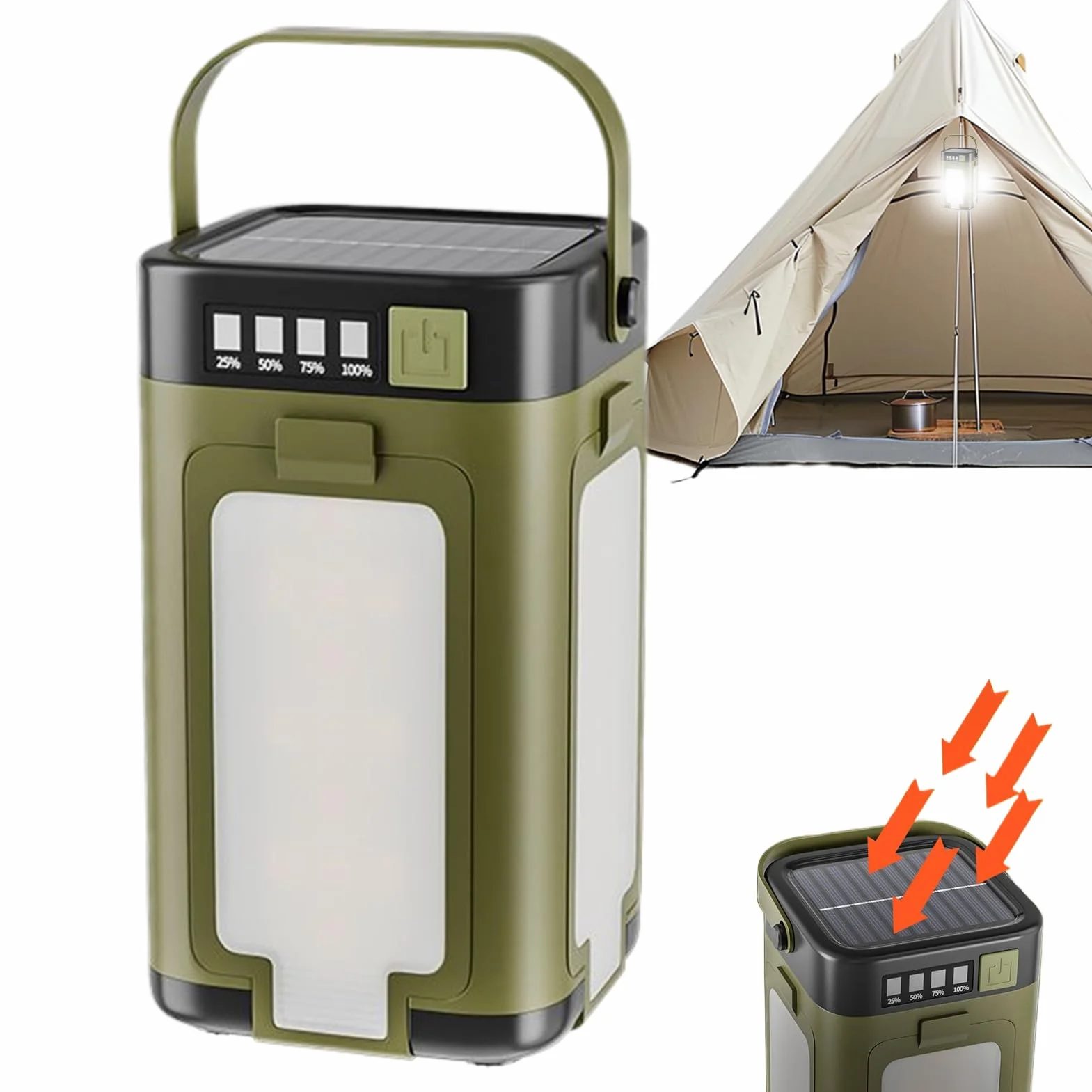 Camping Lamp LED Foldable Dimmable Rechargeable USB Battery Bright Light for Outdoor Activities 4.72x2.76x2.76in