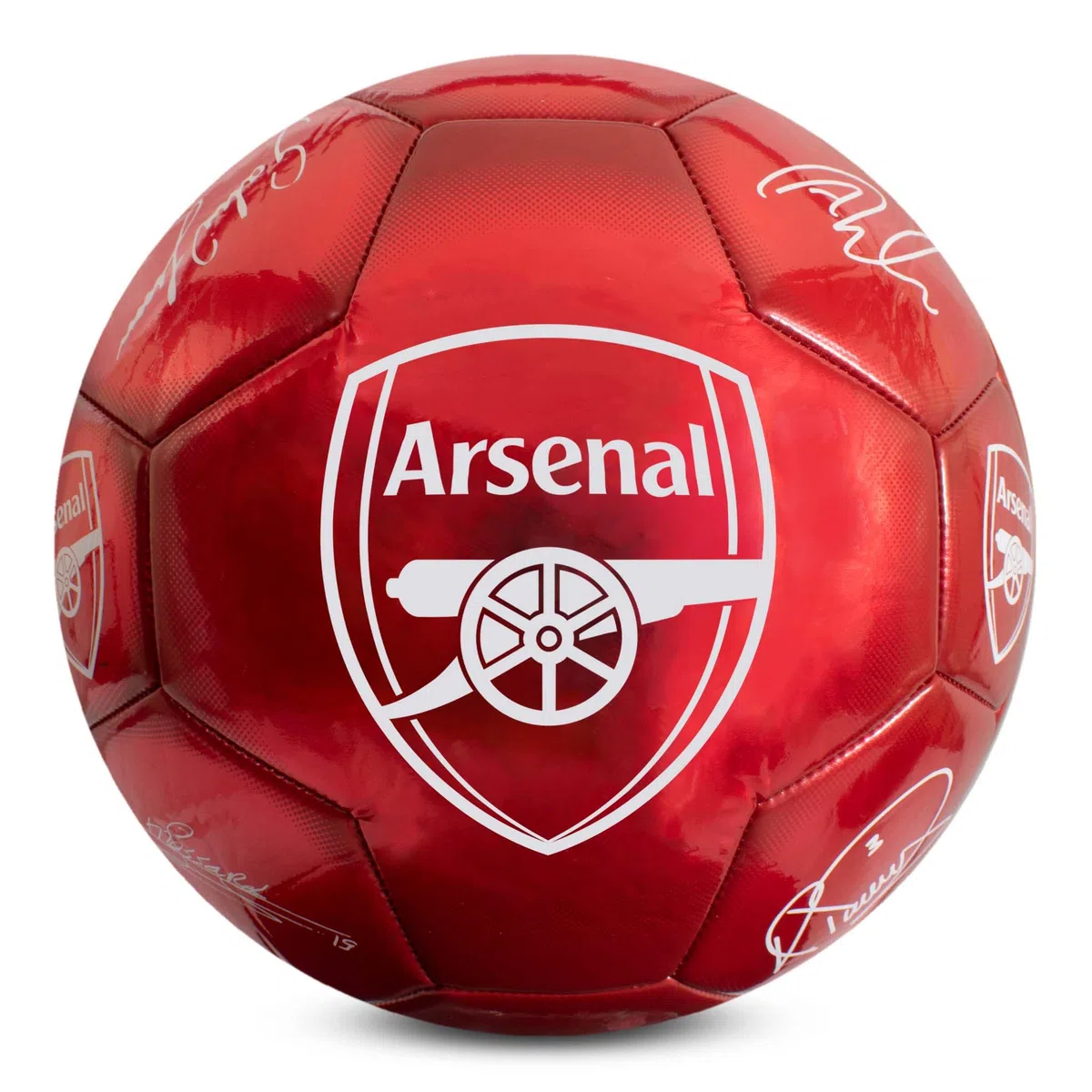 Hy-Pro Oficjalnie licencjonowana piłka nożna Arsenal F.C. Classic Signature, metaliczna, rozmiar 5, strzelcy, trening, mecz, towar, kolekcjonerska dla dzieci i dorosłych, czerwona