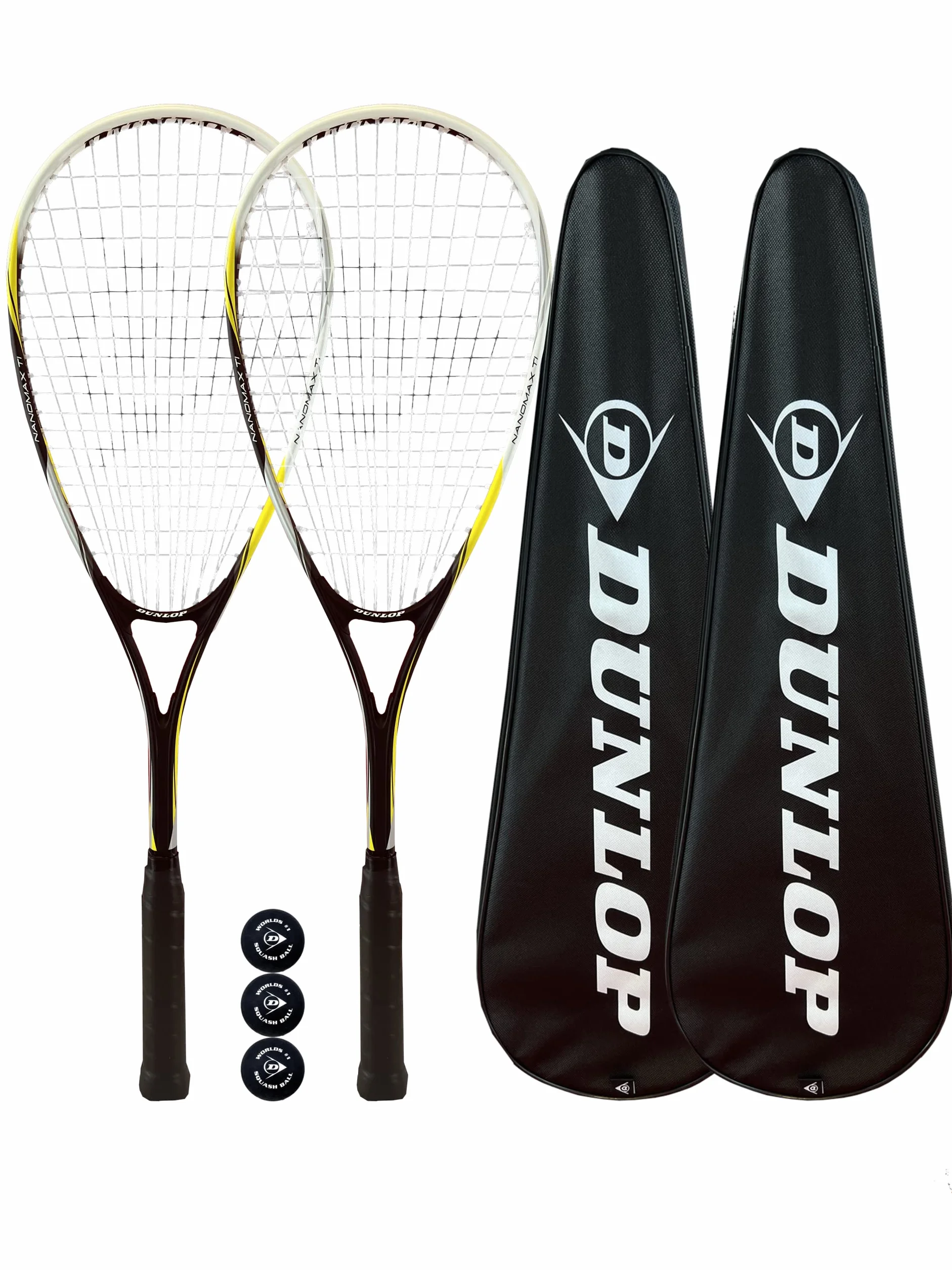 2 x rakieta do squasha Dunlop NanoMax Pro + 3 piłki do squasha