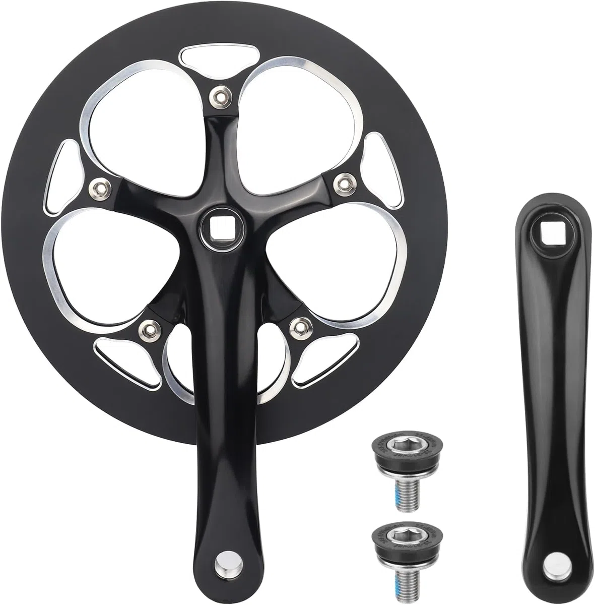 ZUKKA Zestaw korbowy 52T ze stopu aluminium, ramię 165 mm, do 6/7/8/9/10 biegów, rower górski, rower składany, E-Bike, Cruiser Bike, Square Taper