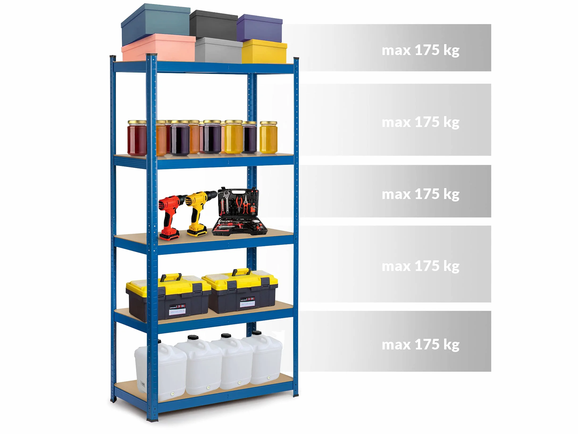 Regał magazynowy metalowy Humberg 180 x 90 x 40 cm 875 kg 2w1