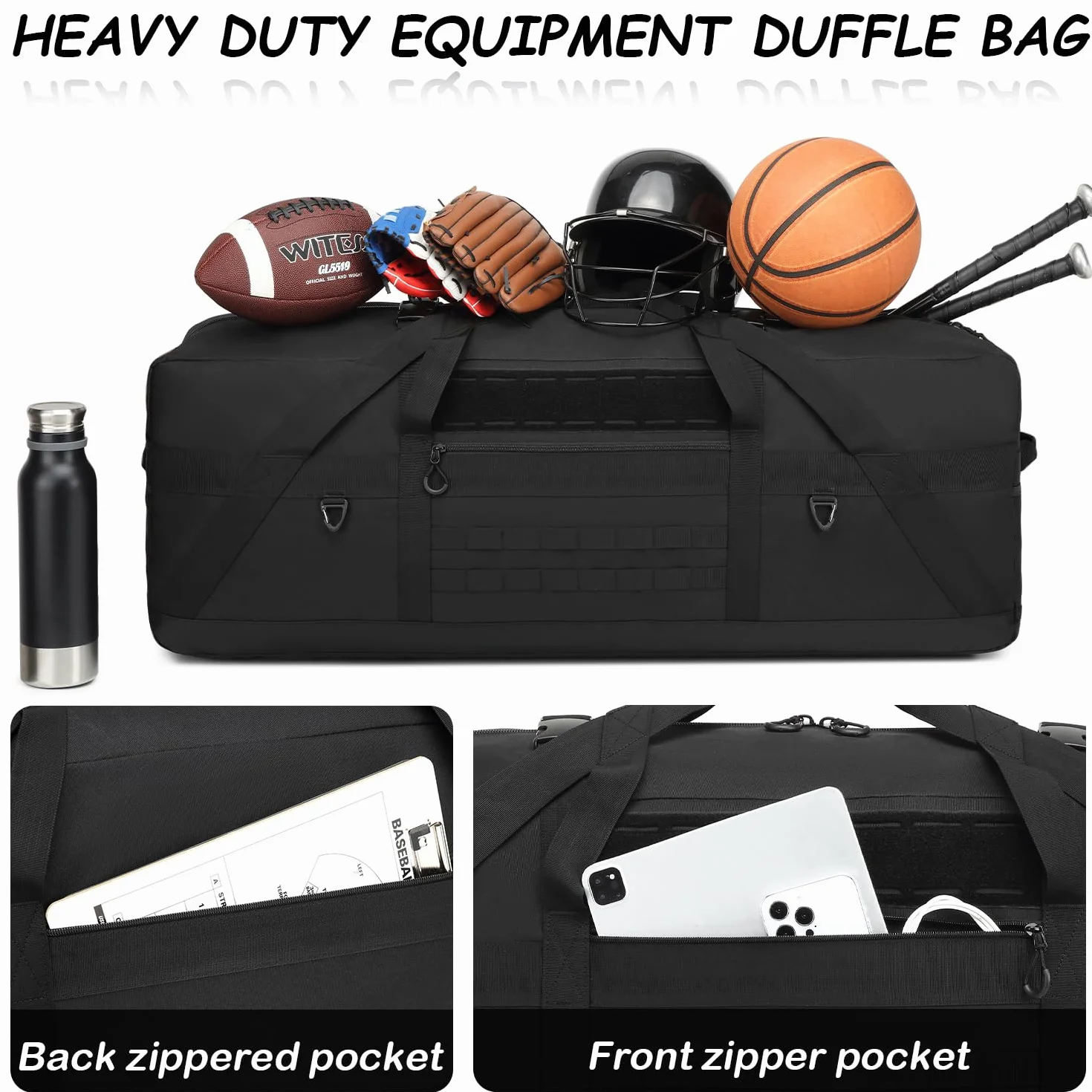 125L torba podróżna, duża torba sportowa, torba treningowa XXL dla mężczyzn, torba sportowa na siłownię, na saunę, fitness, weekender, camping, czarny, sporttasche 125L, Klasyczny