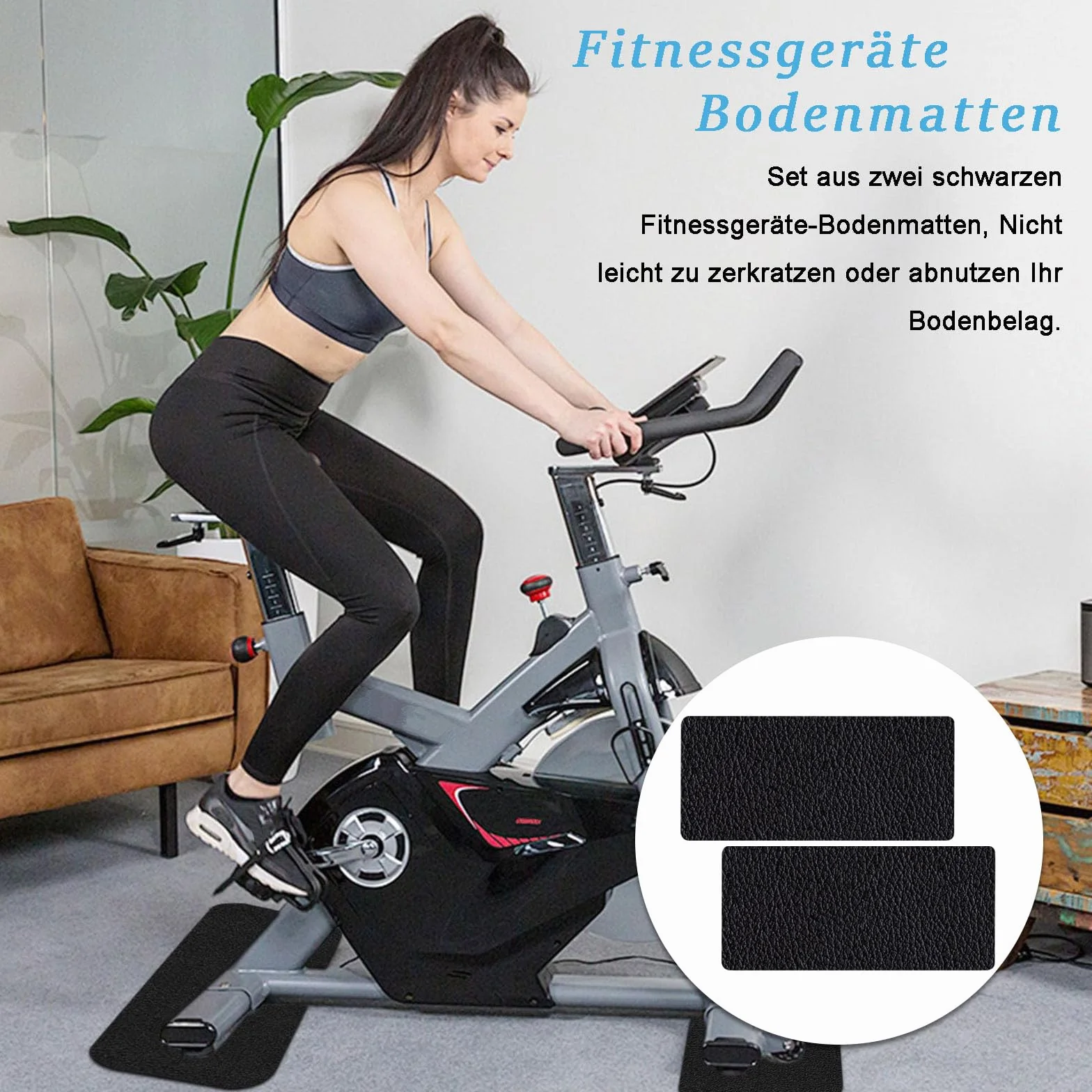 Mata ochronna podłogowa do sprzętu fitness 2 sztuki 28 x 70 cm grubość 6 mm czarna