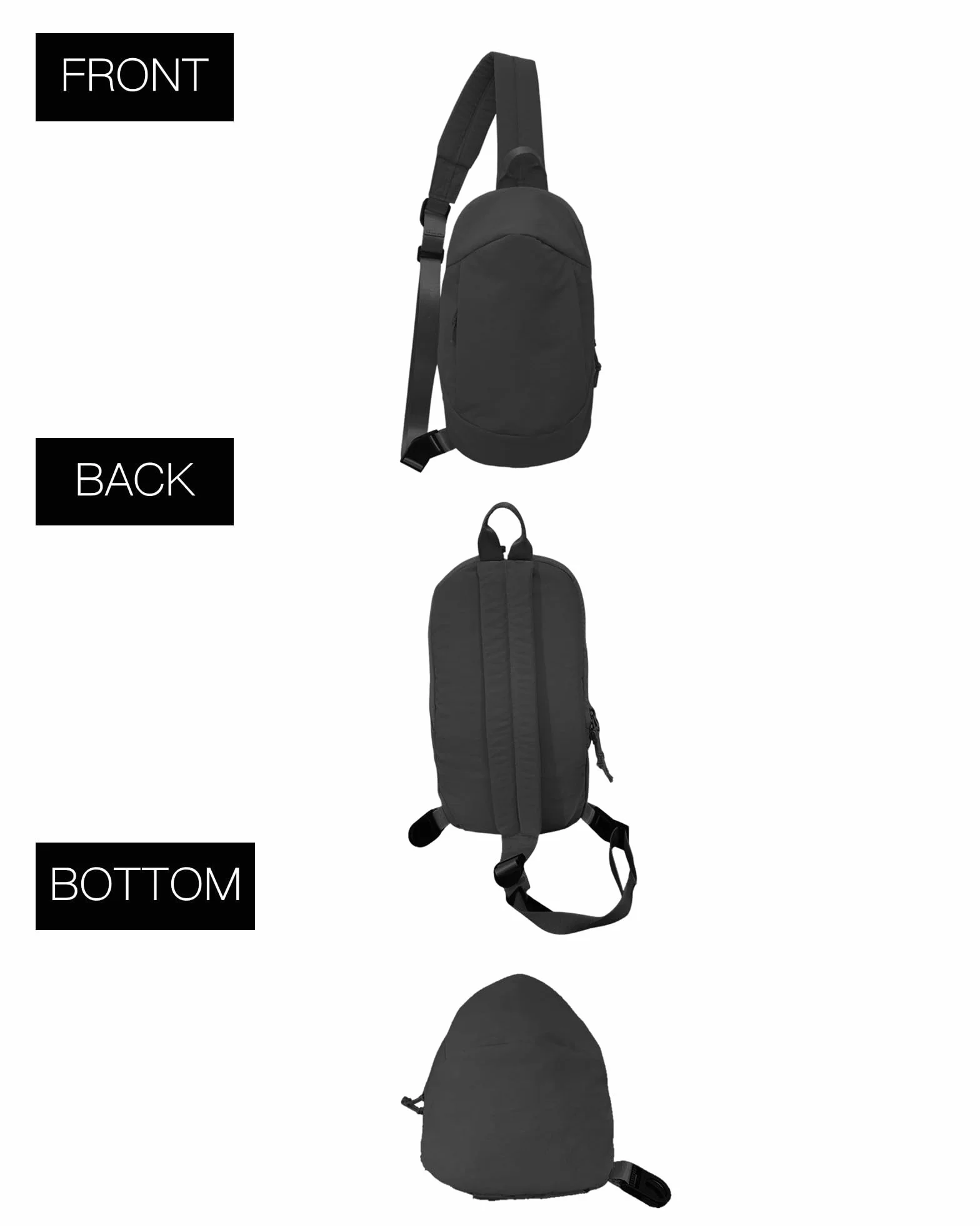 Torba na ramię Plecak Mały Sling Bag Crossbody Bieganie Torba na siłownię Antykradzieżowa Kobiety Mężczyźni Praca Zakupy Podróże, czarne