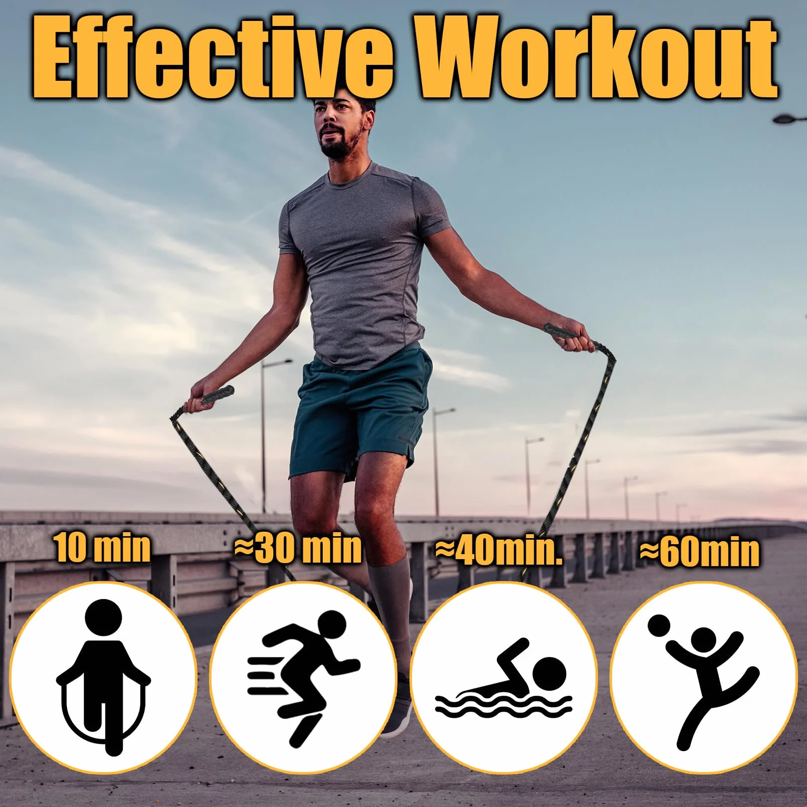 Skakanka obciążeniowa dla dorosłych, 3 metry ważona skakanka dla dorosłych, ciężkie ćwiczenia fitness boks skakanka dla kobiet mężczyzn sprzęt treningowy, budowanie mięśni i poprawa siły