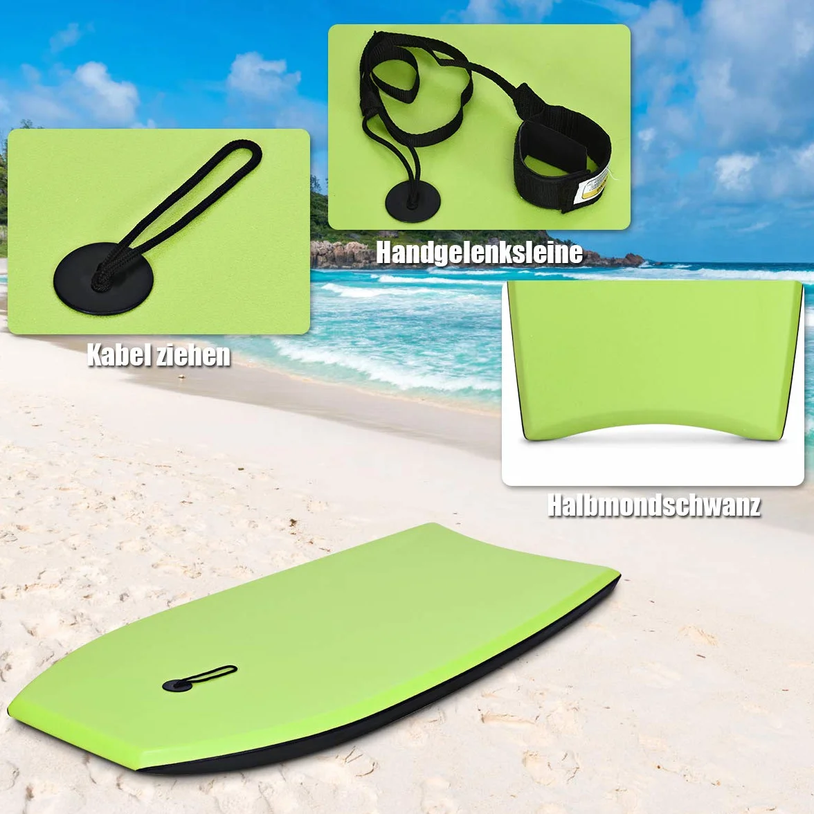 Costway Bodyboard, deska do pływania, deska surfingowa dla dzieci i dorosłych, deska surfingowa, deska Sup-Board, 104 x 51 x 6 cm (zielona i niebieska)