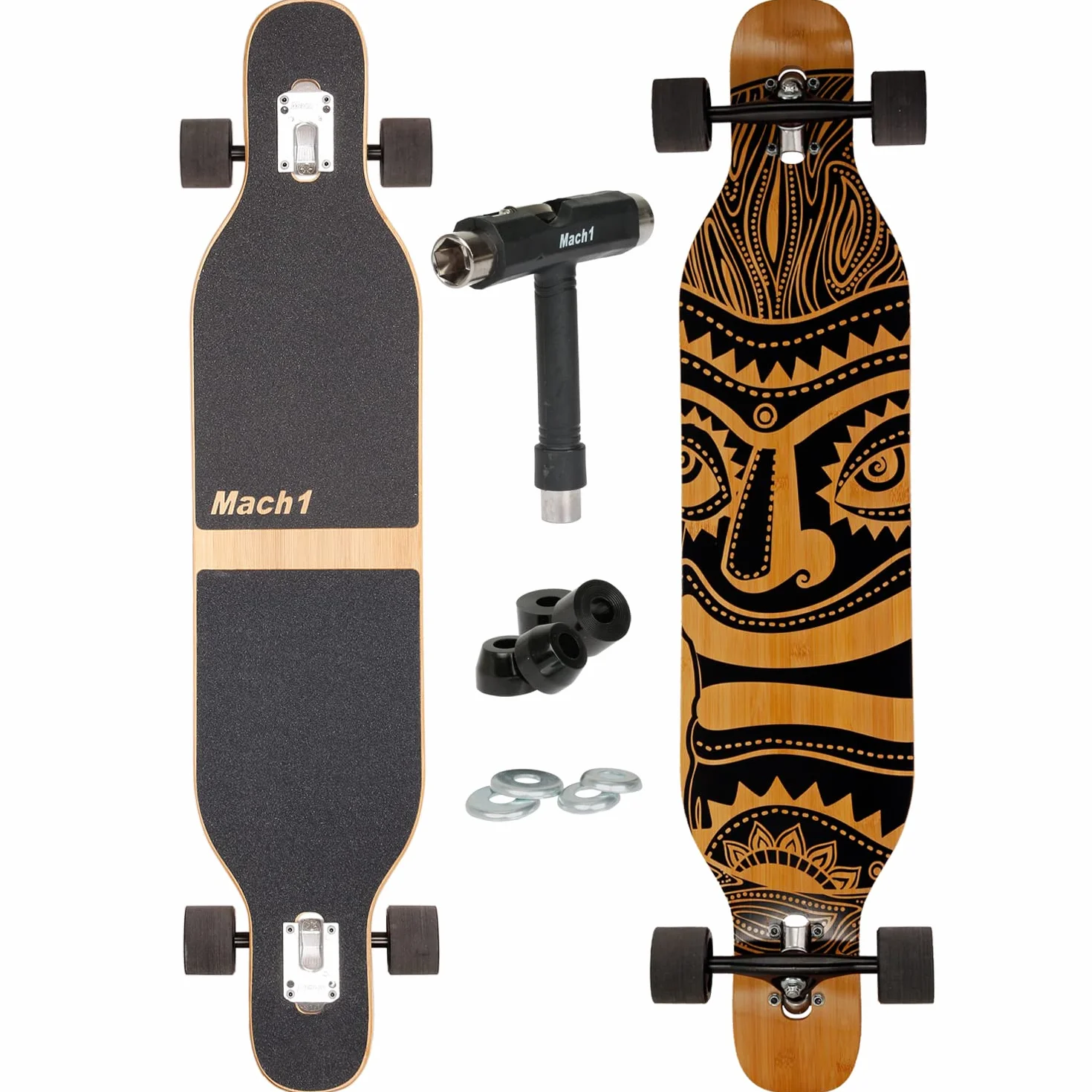 FunTomia Longboard z 3 stopniami Flex Drop Through Cruiser kompletna deskorolka Mach1 Speed łożysko kulkowe T-Tool