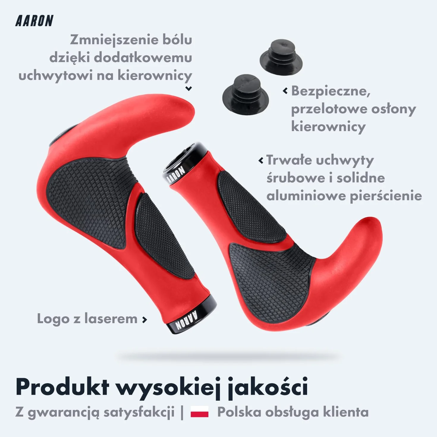 Aaron Horn - uchwyty na kierownicę z żelową amortyzacją - ergonomiczne rogi kierownicy z antypoślizgowego kauczuku - uchwyty rowerowe do e-bike, roweru trekkingowego, roweru górskiego, roweru