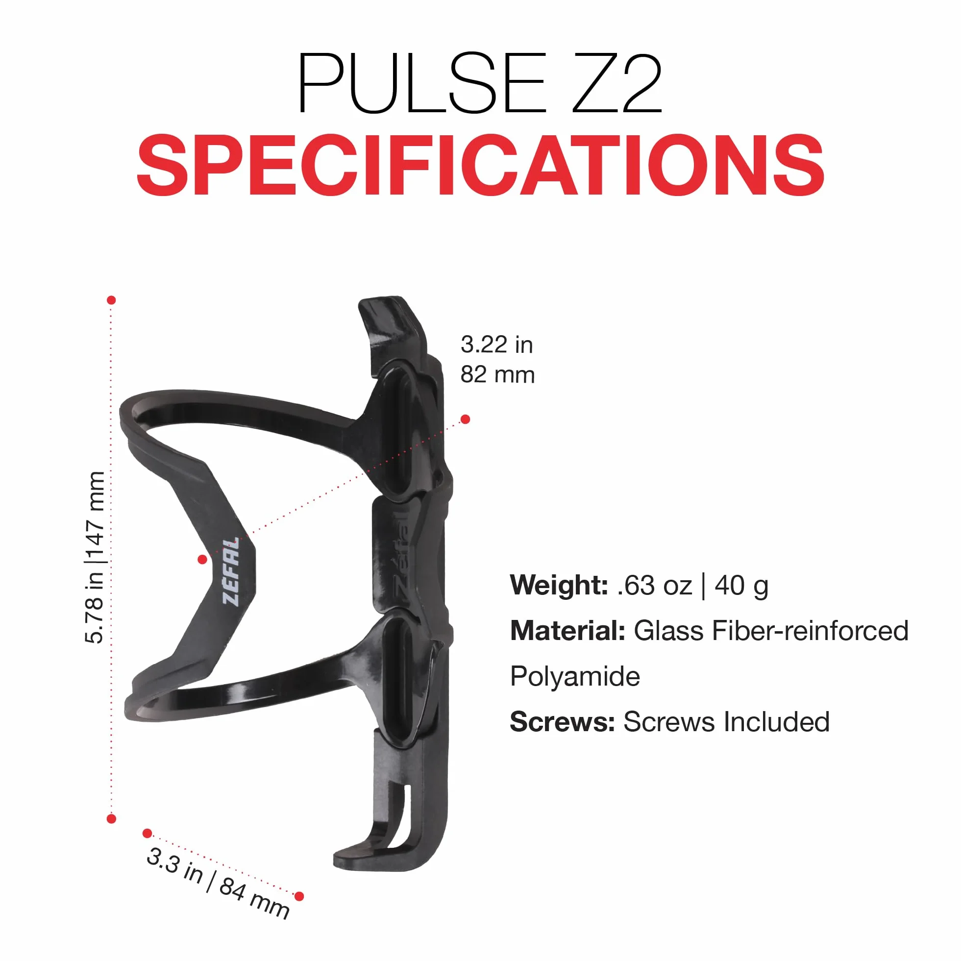 Zéfal Uniseks Pulse Z2 1705 Koszyk na Bidon, Czarny, ‎14.4 x 8.4 x 8.4 cm