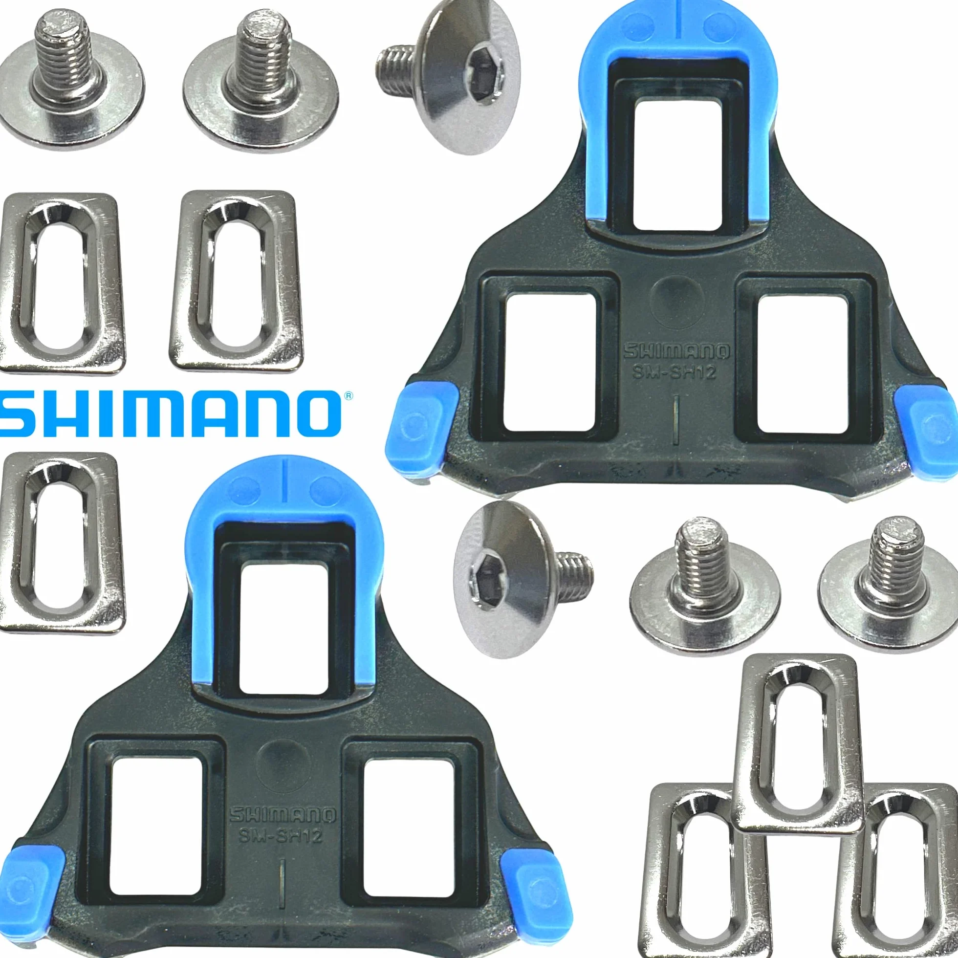 SHIMANO SPD SL Płyty do butów wyścigowych Road Cleats do pedałów zatrzaskowych (SH-12 not Fixed (obracane z przodu na środku) niebieskie)
