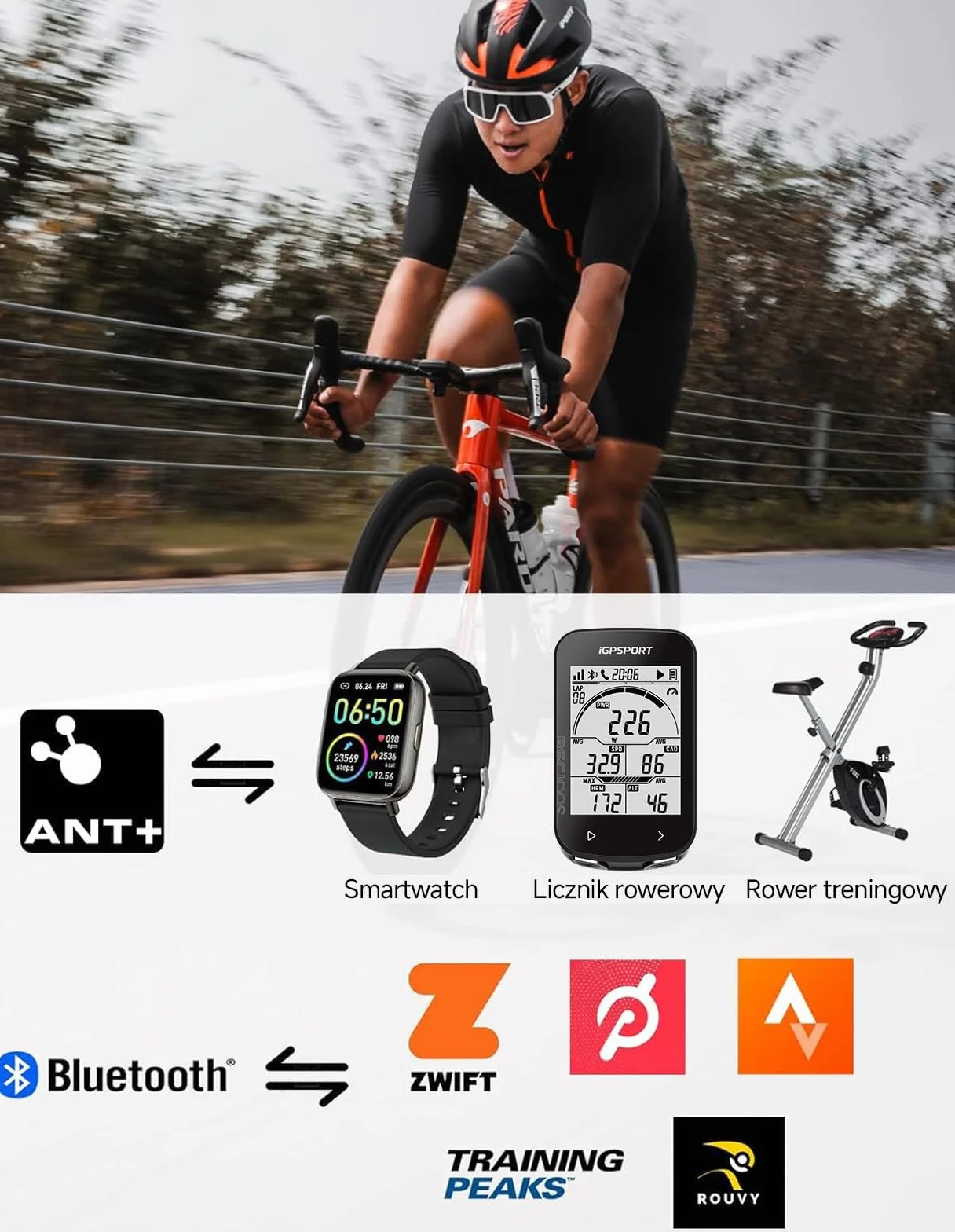 iGPSPORT SPD70 prędkościomierz rowerowy CAD70 czujnik kadencji, 300h baterii Bluetooth 5.0 ANT+ IPX7